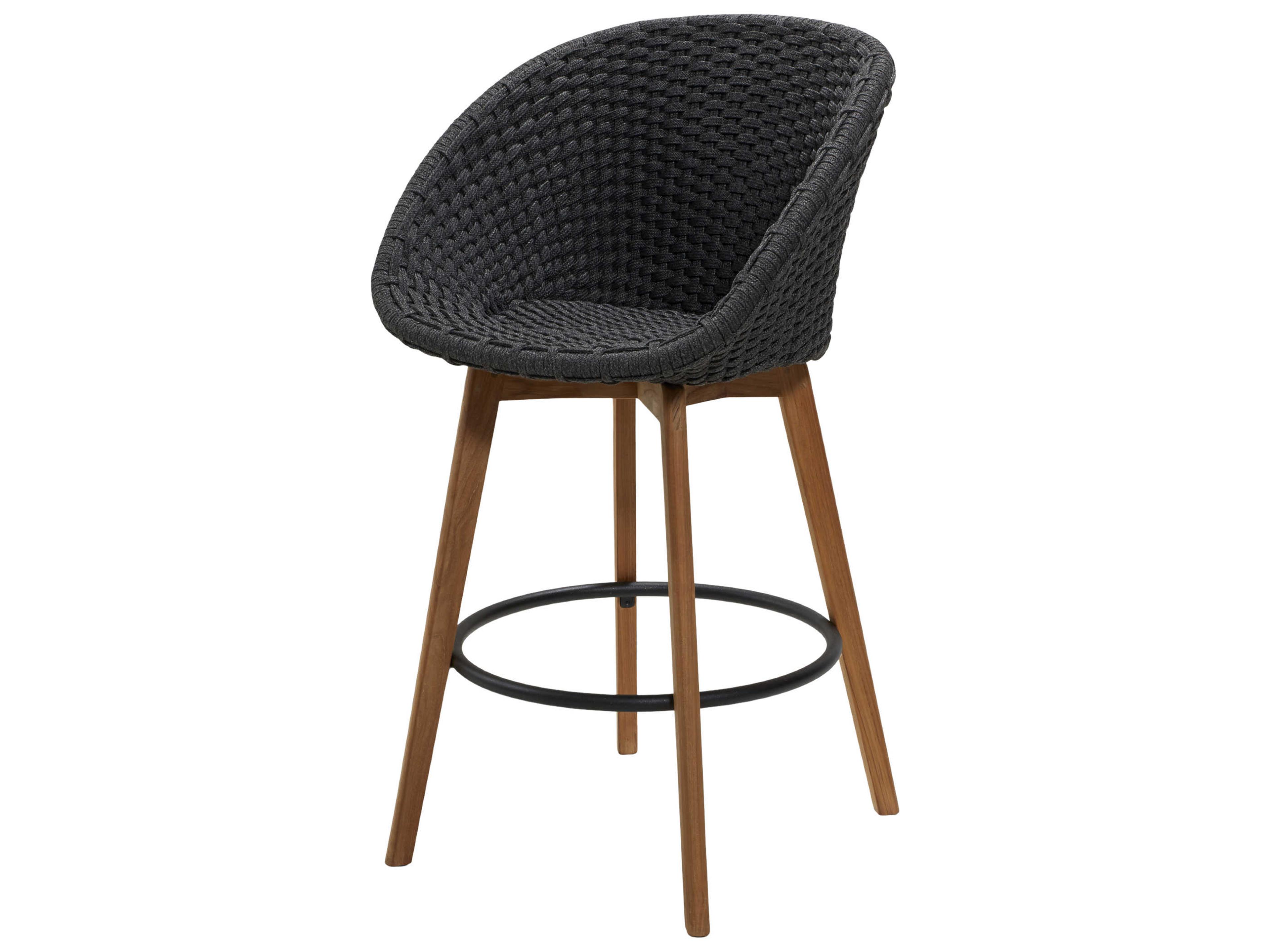 Peacock Teak/Dark Grey Soft Rope Bar Stool