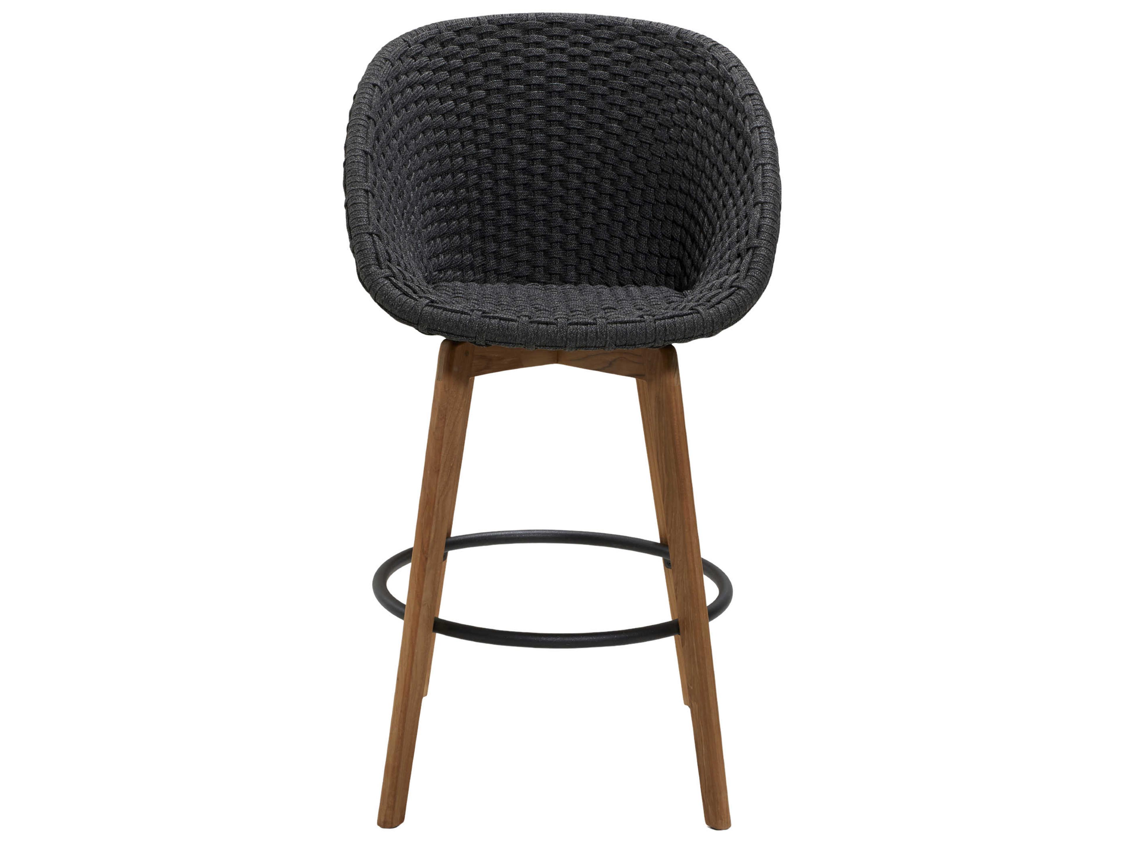 Cane Line Outdoor Peacock Teak/Dark Grey Soft Rope Bar Stool