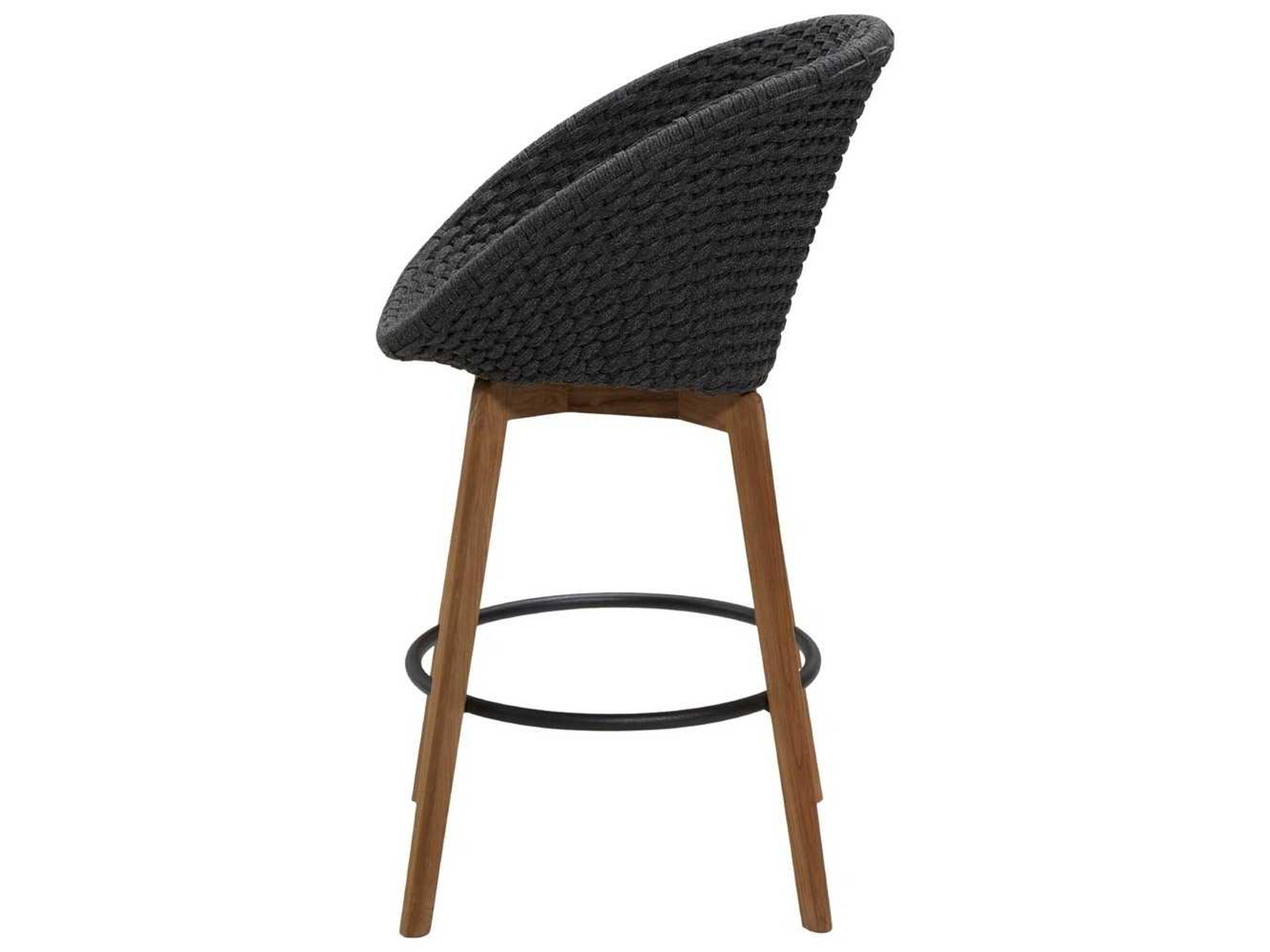 Cane Line Outdoor Peacock Teak/Dark Grey Soft Rope Bar Stool