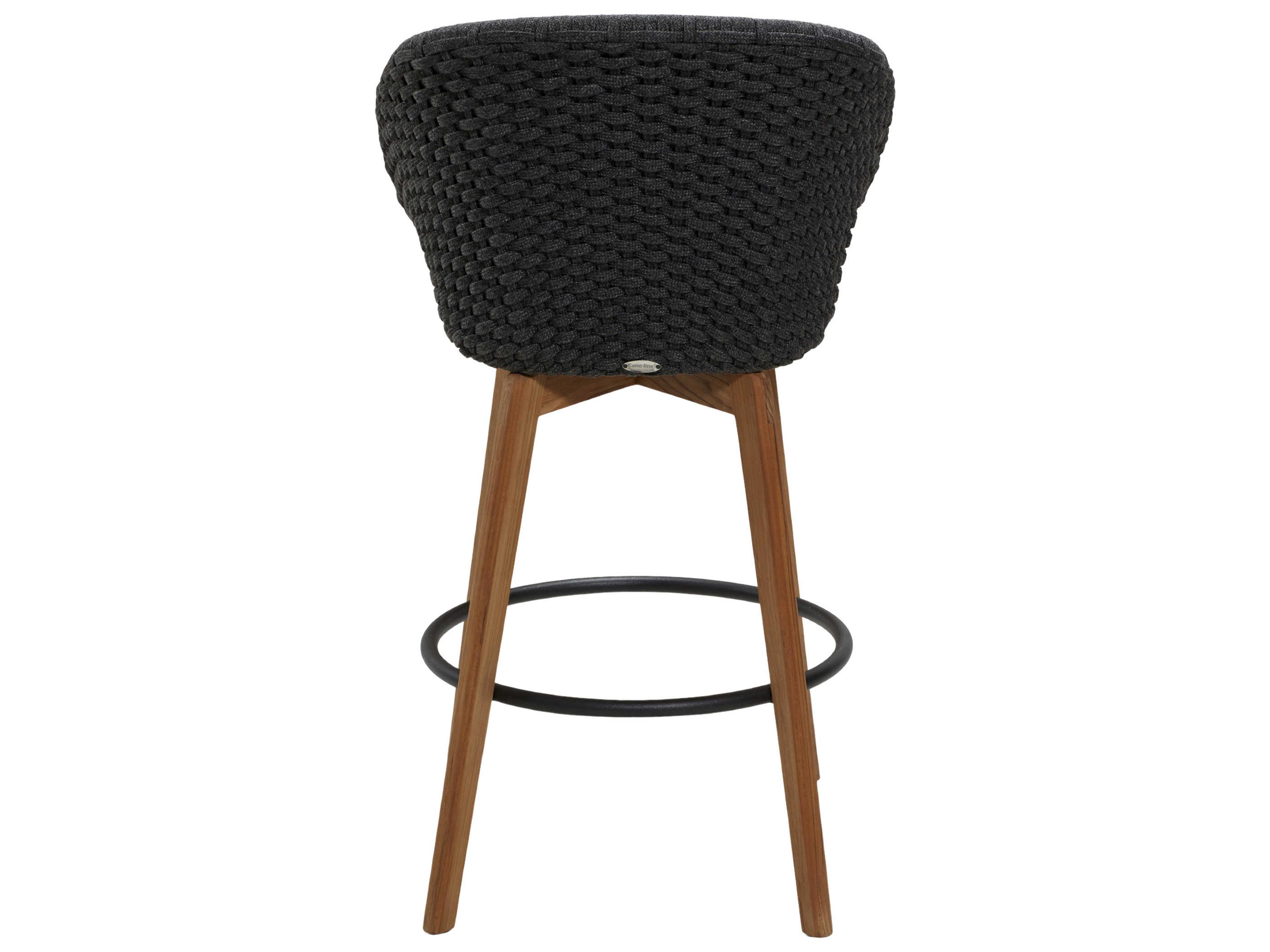 Cane Line Outdoor Peacock Teak/Dark Grey Soft Rope Bar Stool
