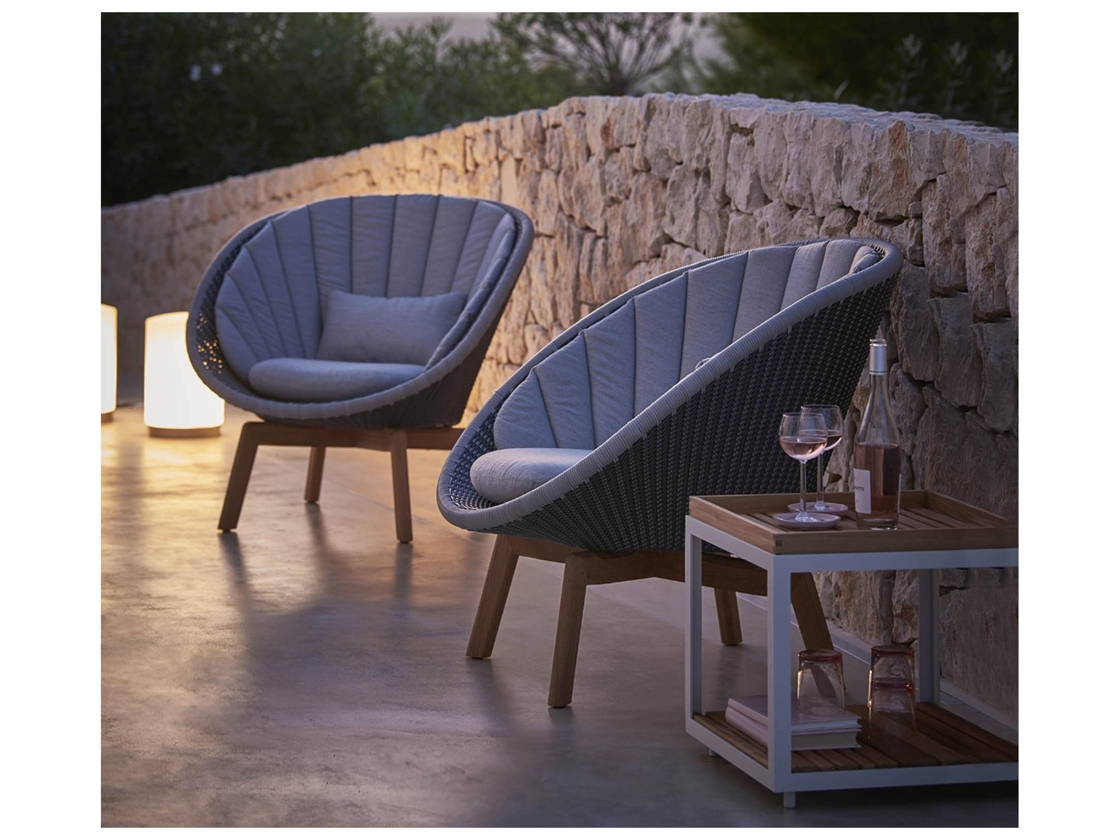 Cane Line Outdoor Peacock Teak Soft Rope Lounge Chair