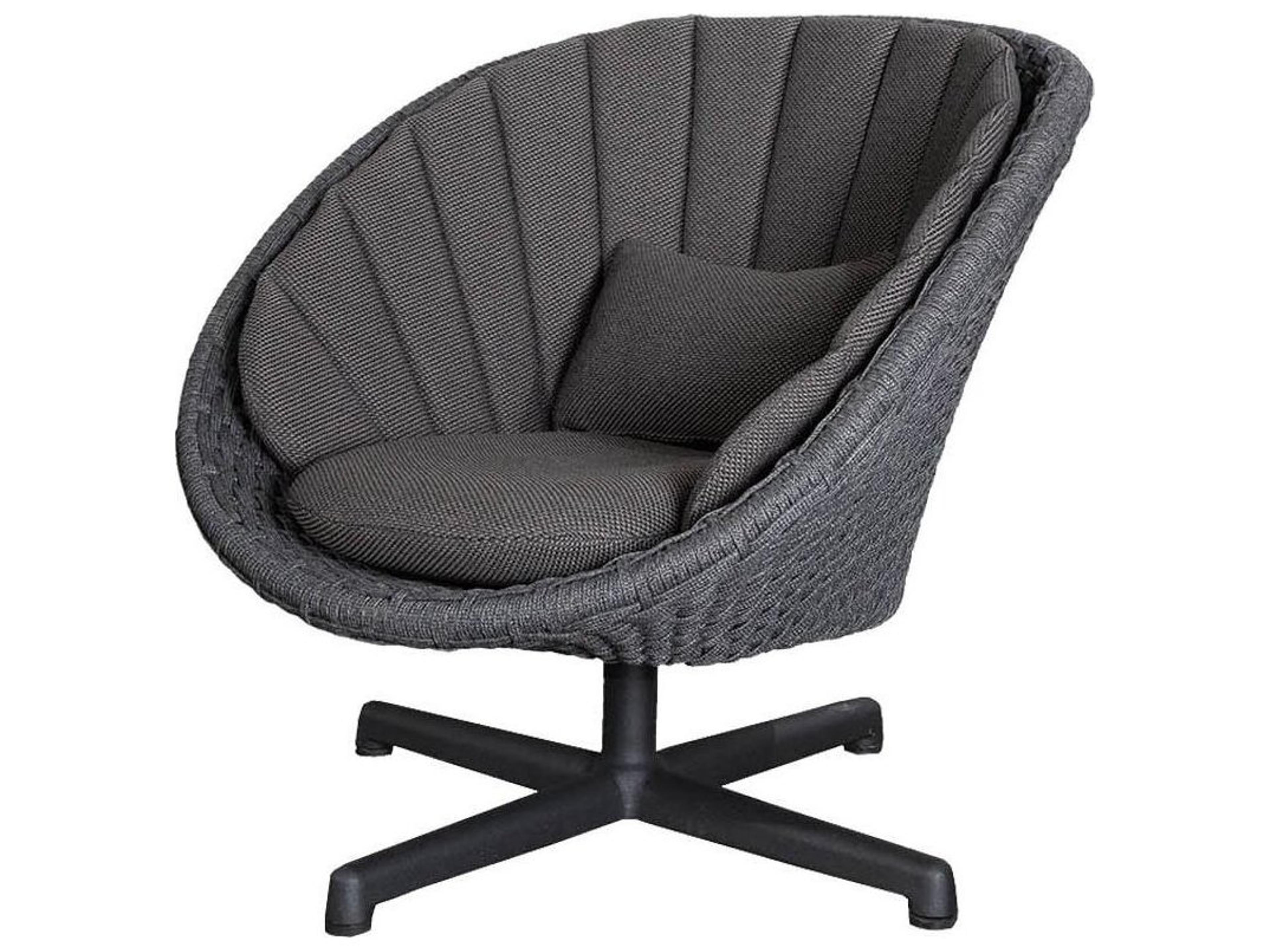 Peacock Swivel Lounge Chair in Dark Grey Soft Rope