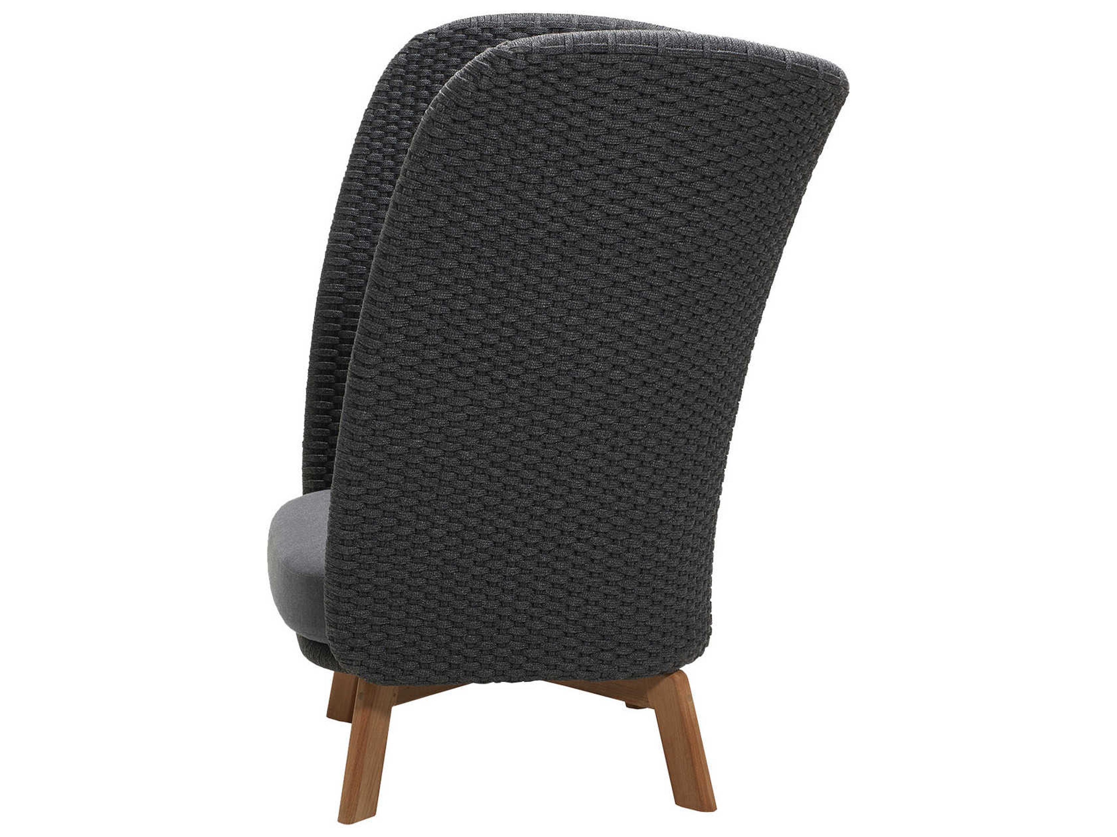 Cane Line Outdoor Peacock Teak / Dark Grey Soft Rope Wing Highback Lounge Chair