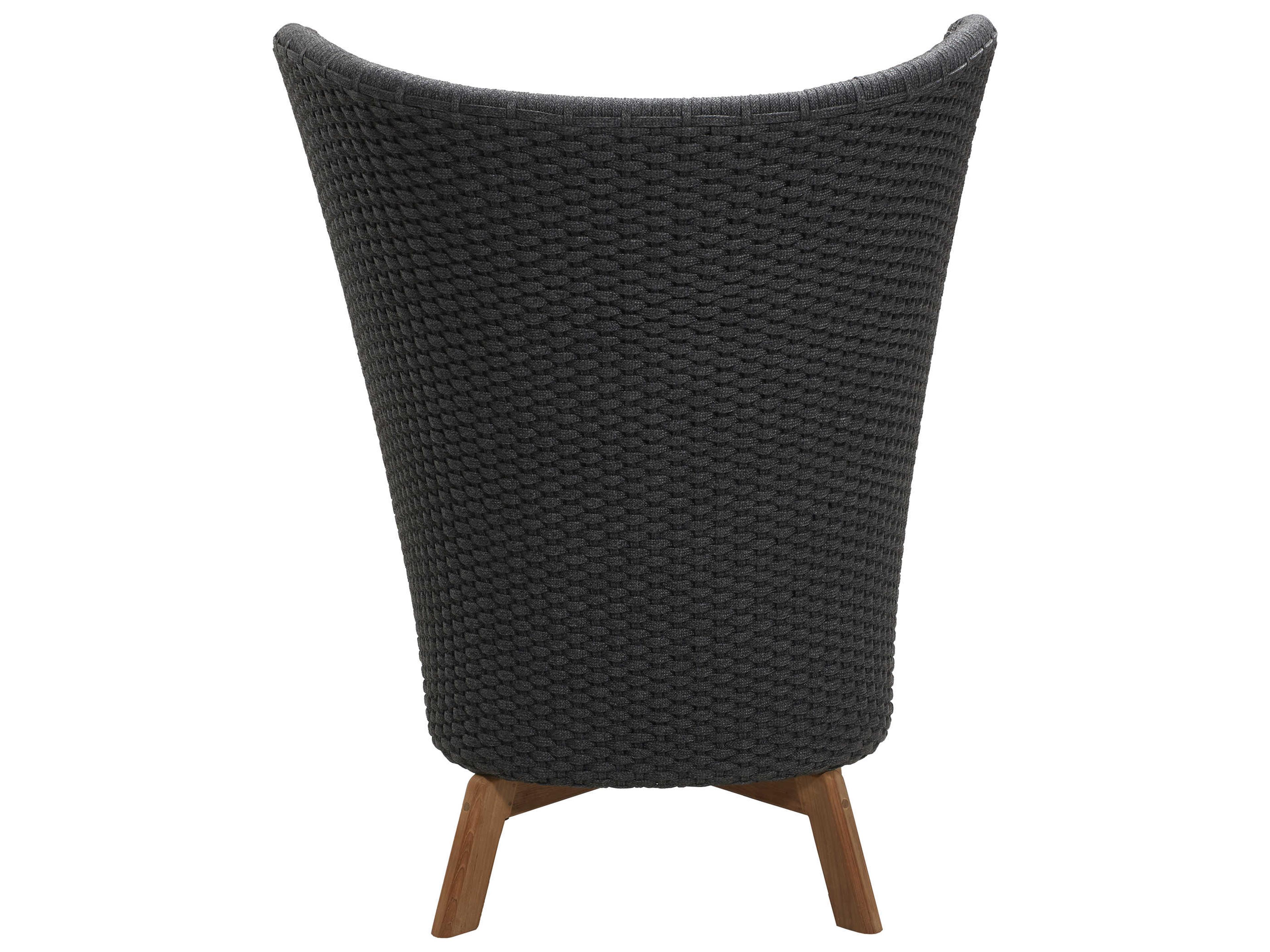 Cane Line Outdoor Peacock Teak / Dark Grey Soft Rope Wing Highback Lounge Chair