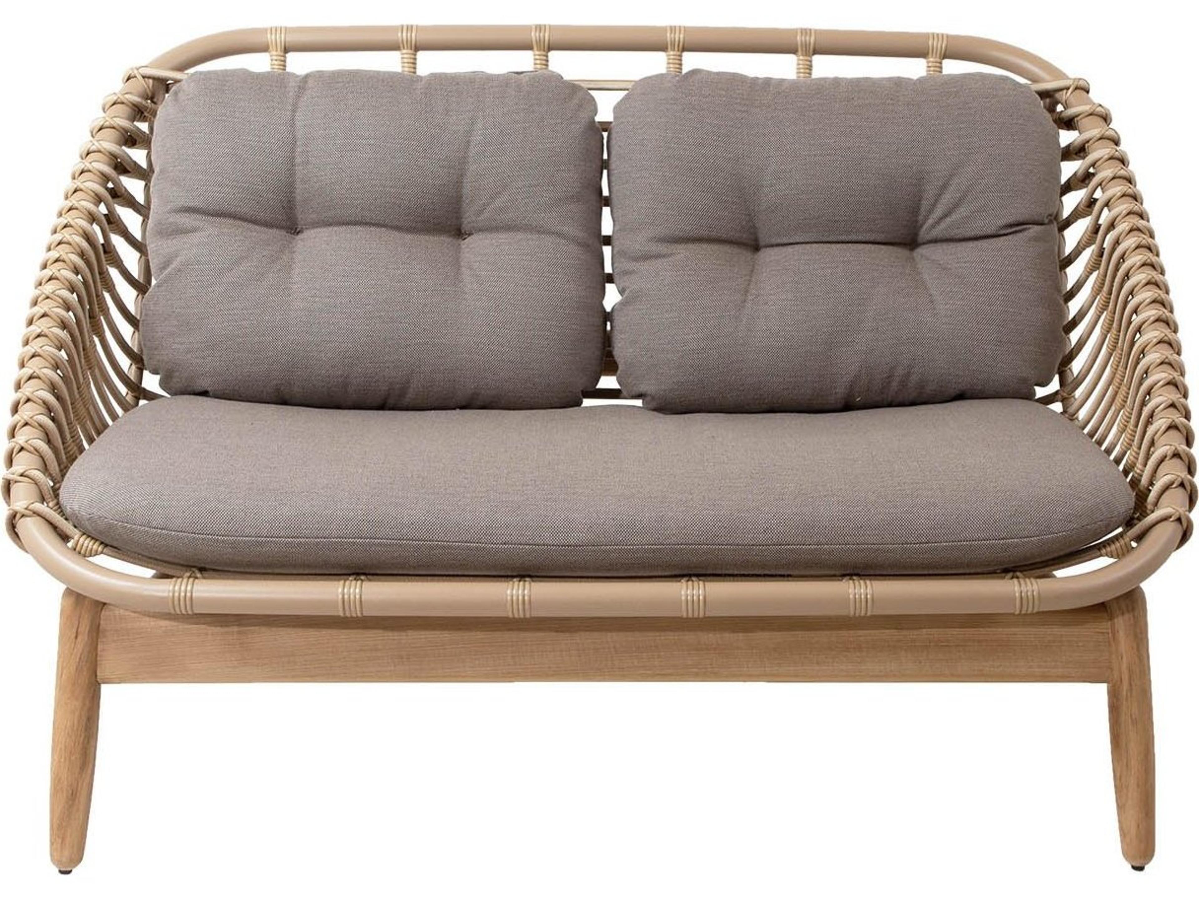 Cane Line Outdoor String Natural Aluminum Teak Sofa in Taupe
