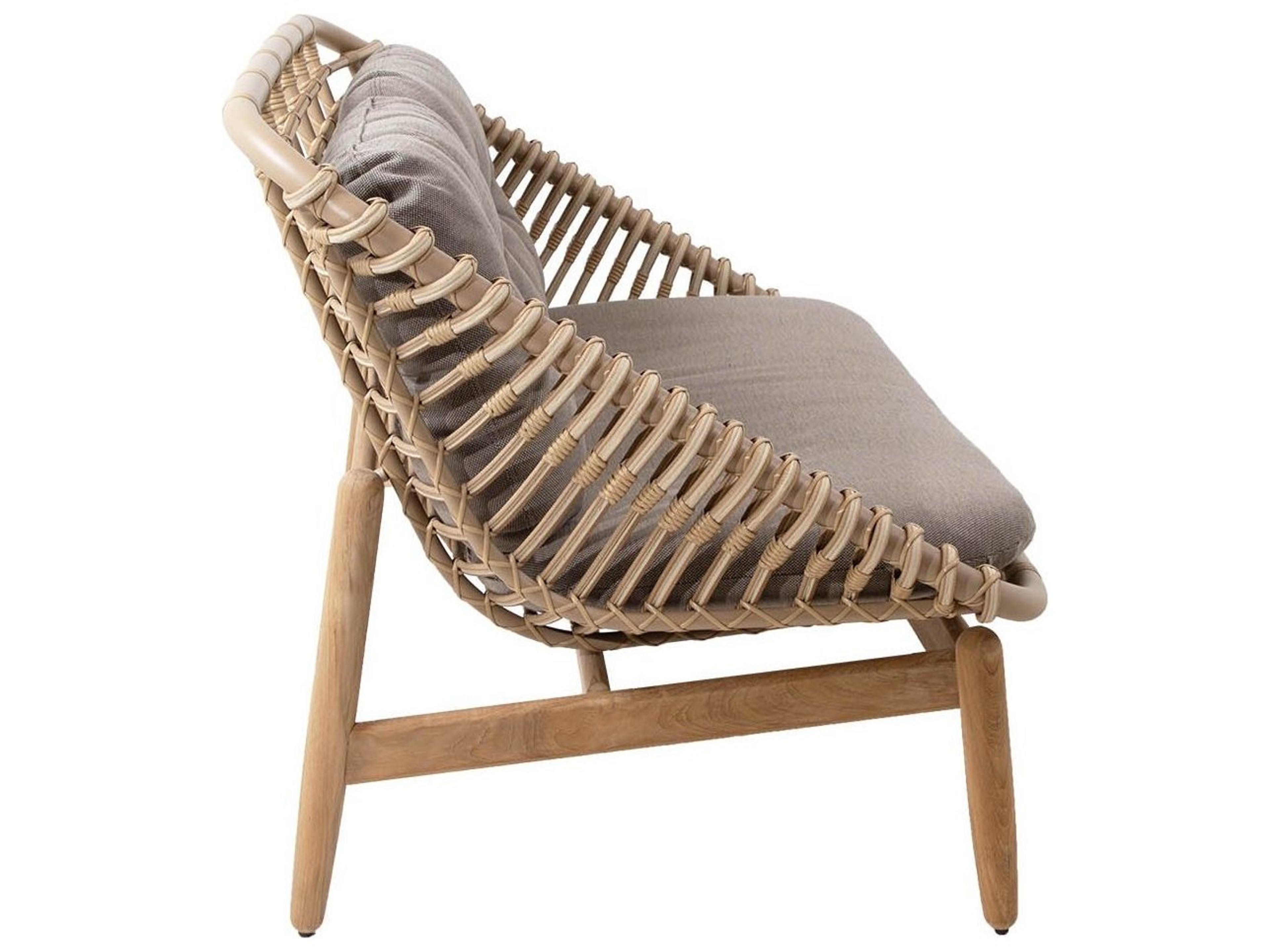 Cane Line Outdoor String Natural Aluminum Teak Sofa in Taupe