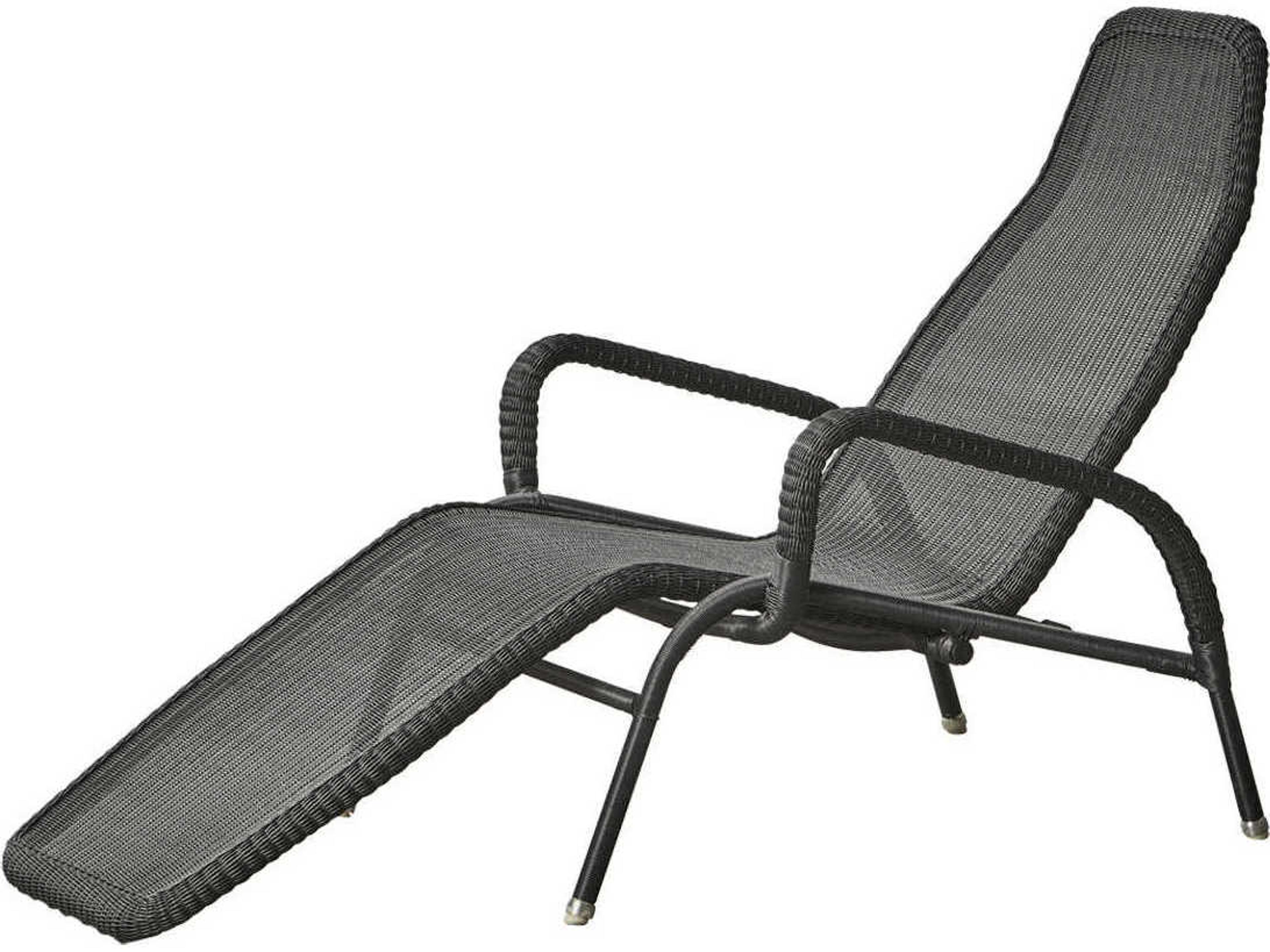 Cane Line Outdoor Sunrise Graphite Wicker Aluminum Stackable Chaise Lounge