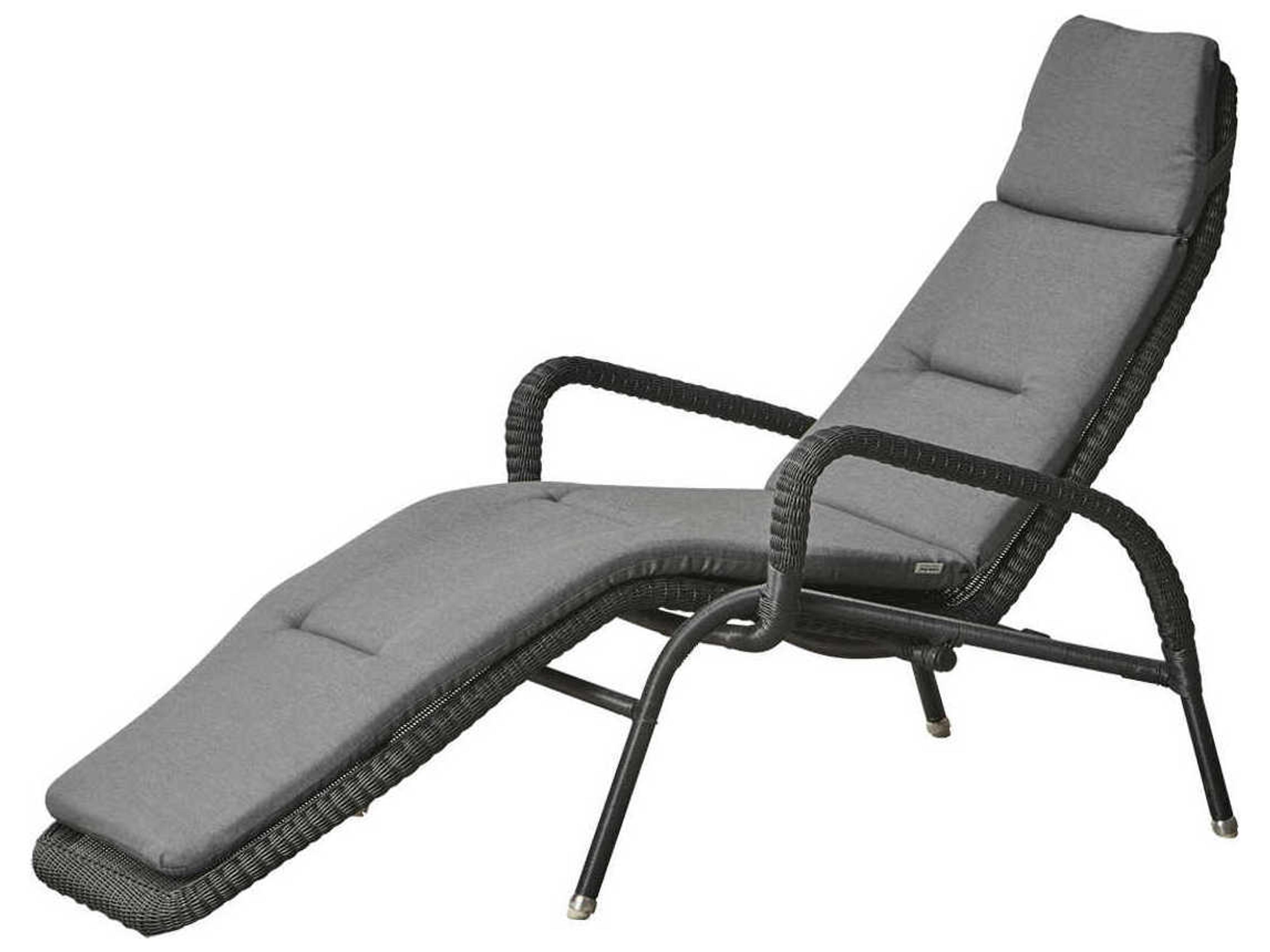 Cane Line Outdoor Sunrise Graphite Wicker Aluminum Stackable Chaise Lounge