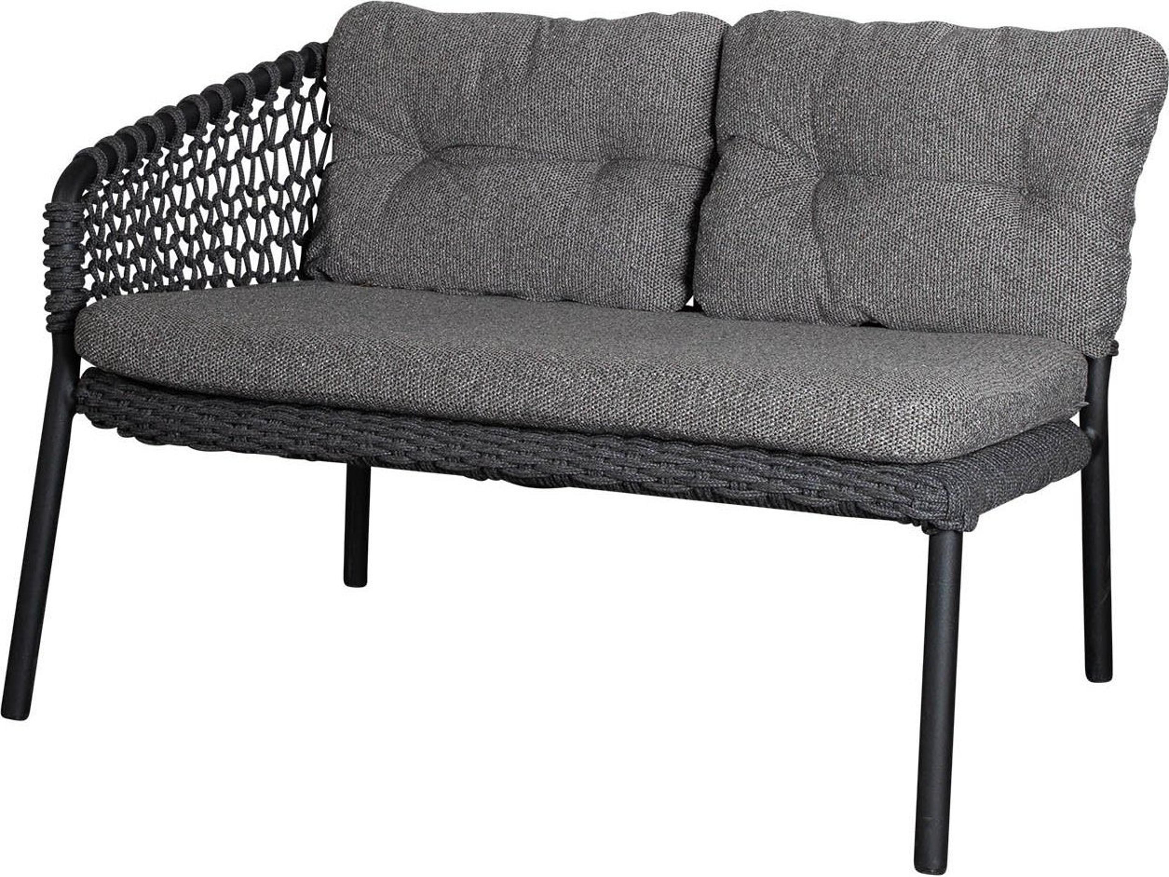 Cane Line Outdoor Ocean Dark Grey Aluminum Soft Rope Module Right Arm Sofa