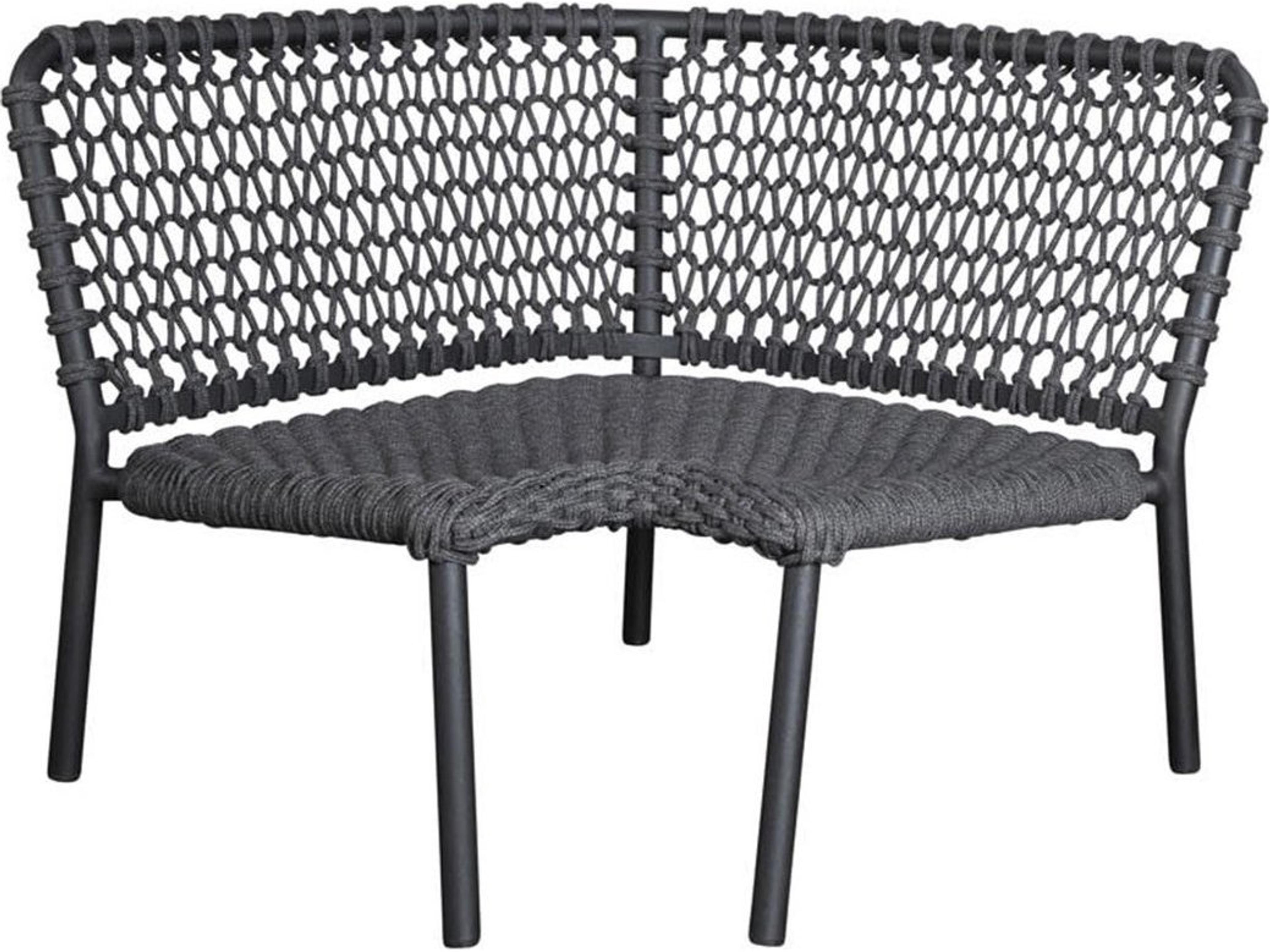 Cane Line Outdoor Ocean Dark Grey Soft Rope Aluminum Corner Lounge Chair