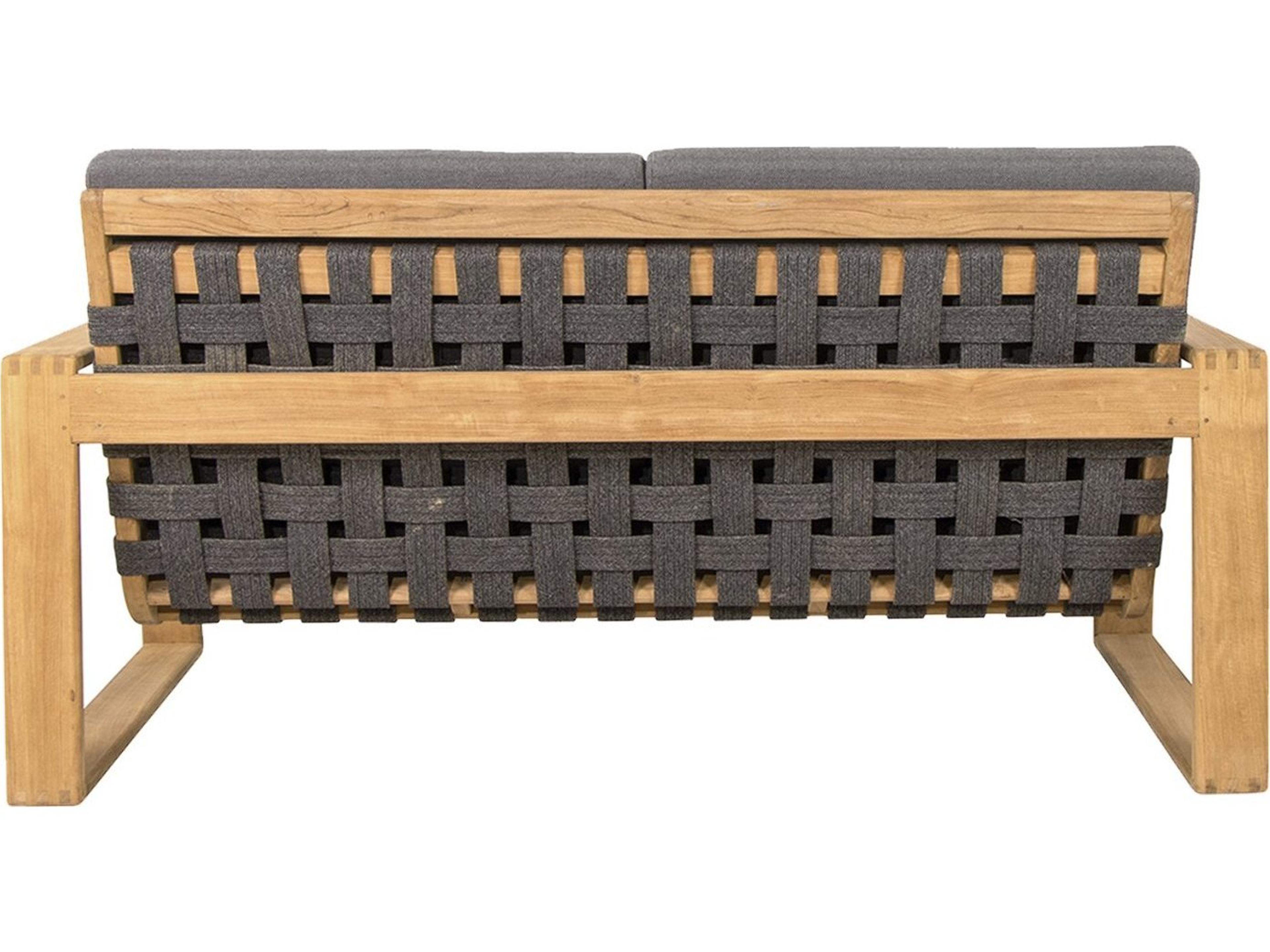 Cane Line Outdoor Endless Teak/Dark Grey Soft Rope Loveseat