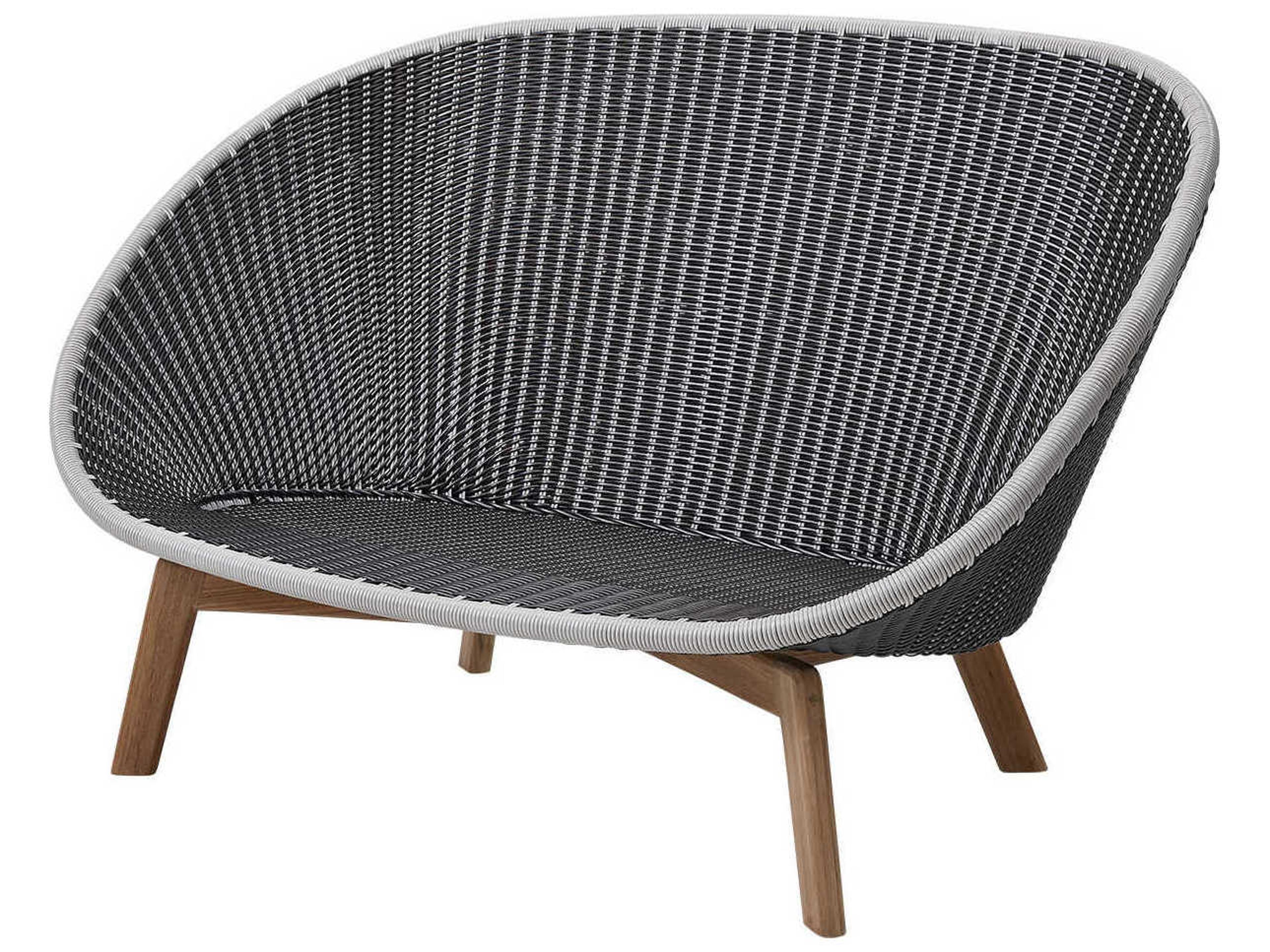 Cane Line Outdoor Peacock Grey/Light Grey Teak Wicker Loveseat