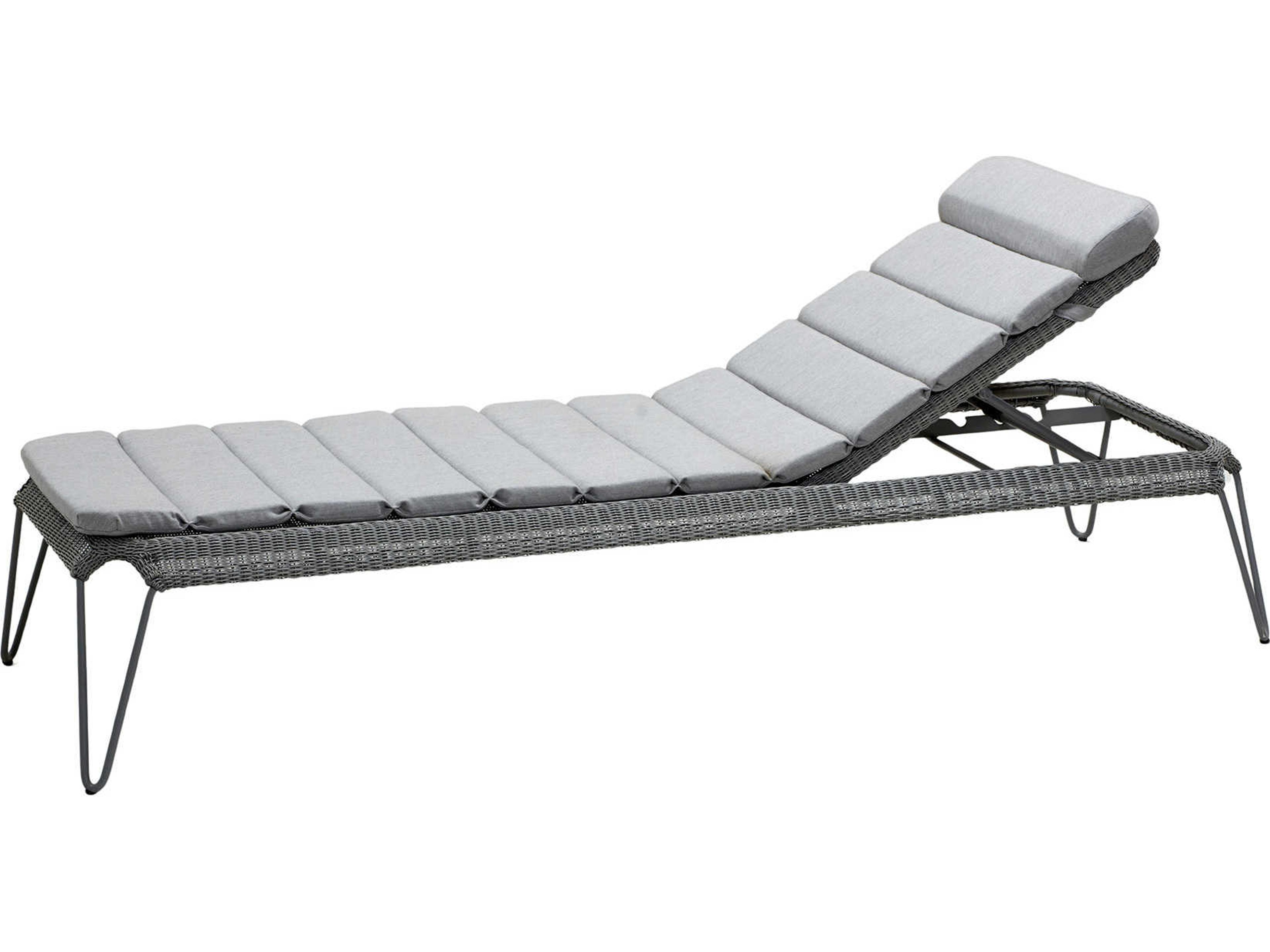 Cane Line Outdoor Breeze Light Grey Wicker Steel Stackable Chaise Lounge