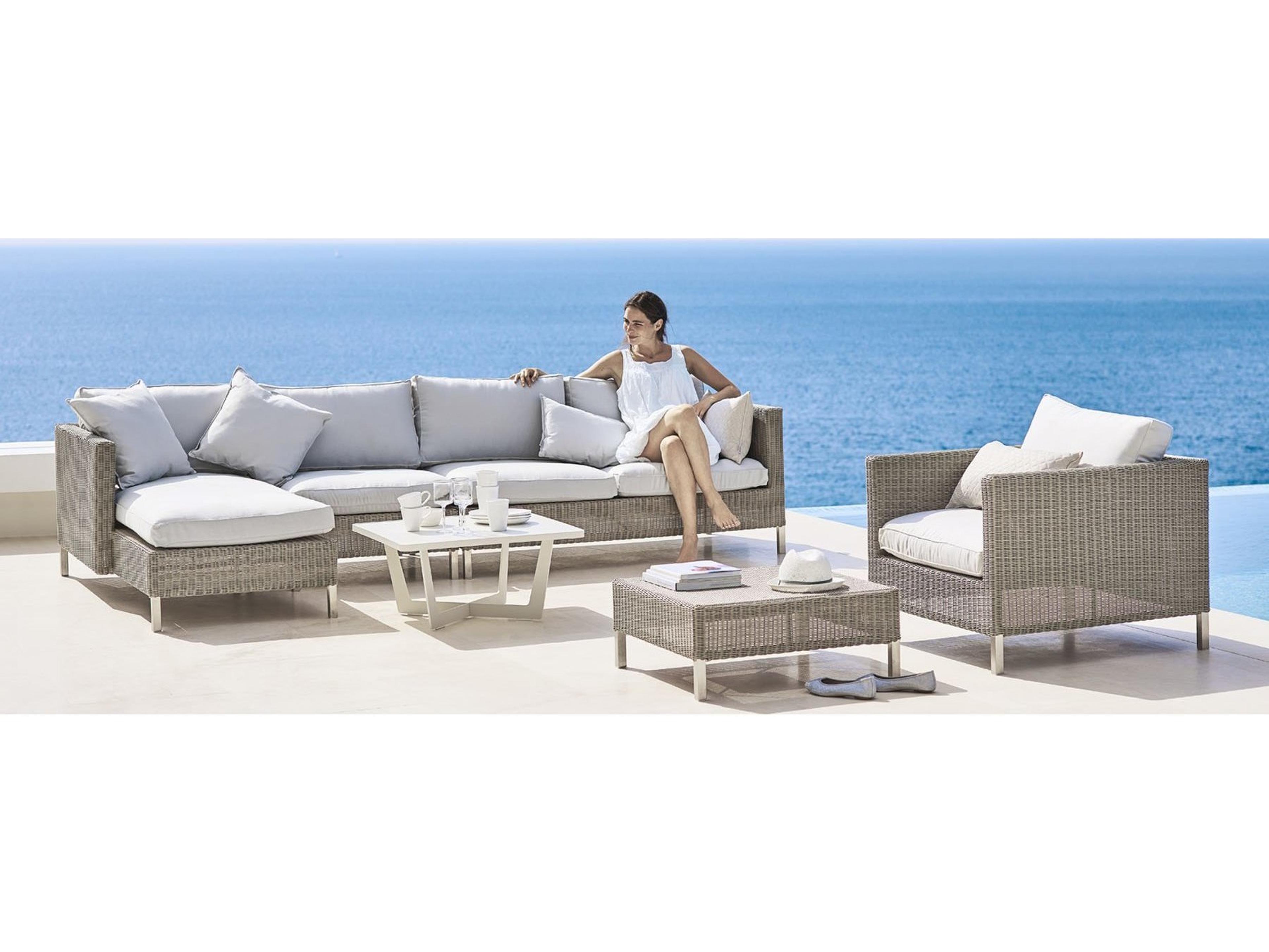Cane Line Outdoor Connect Taupe Wicker Left Arm Sofa