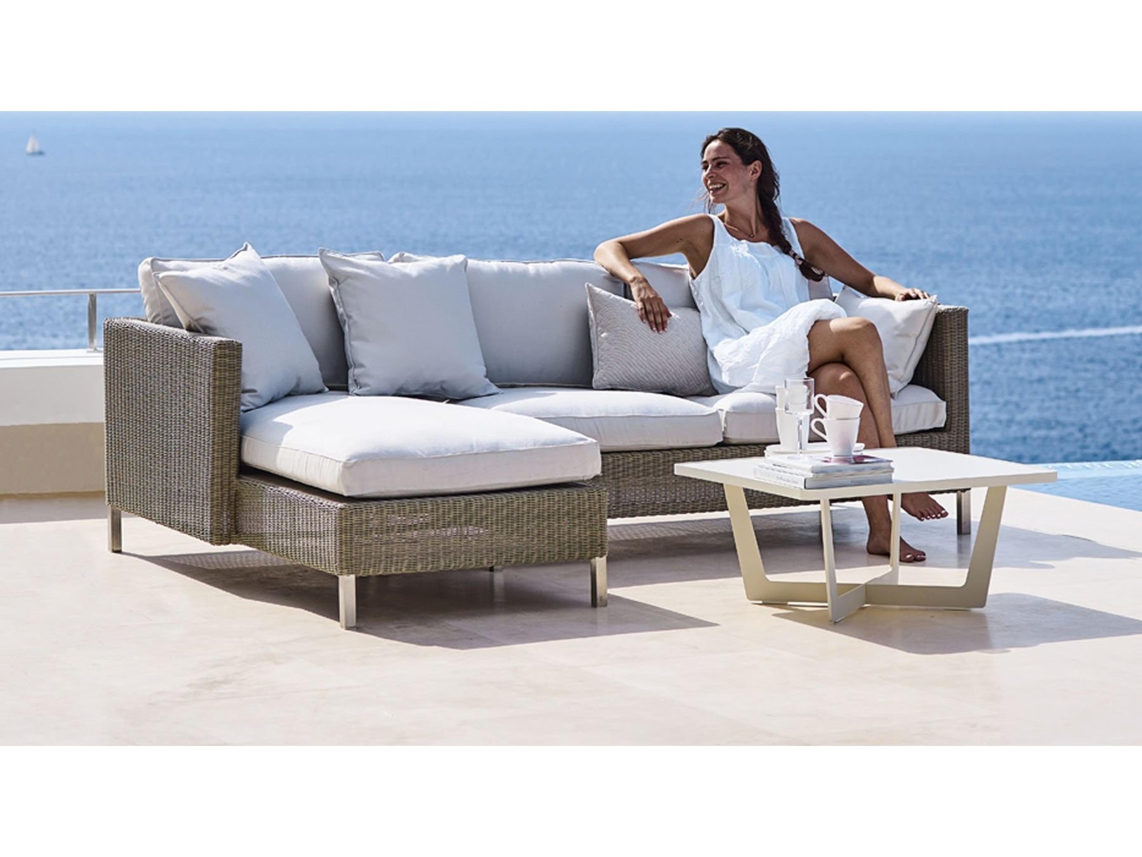 Cane Line Outdoor Connect Taupe Wicker Left Arm Sofa