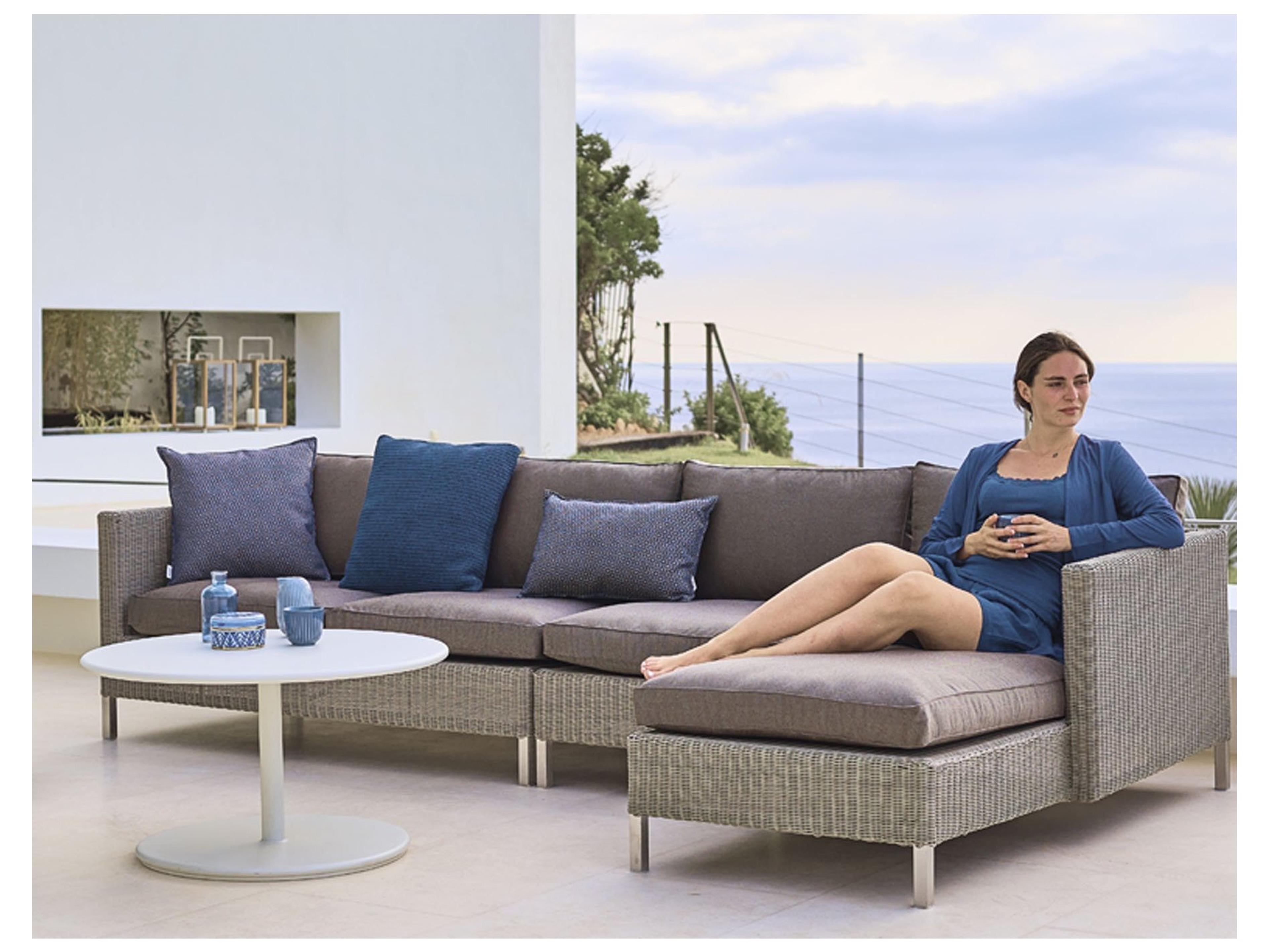 Cane Line Outdoor Connect Taupe Wicker Left Arm Sofa