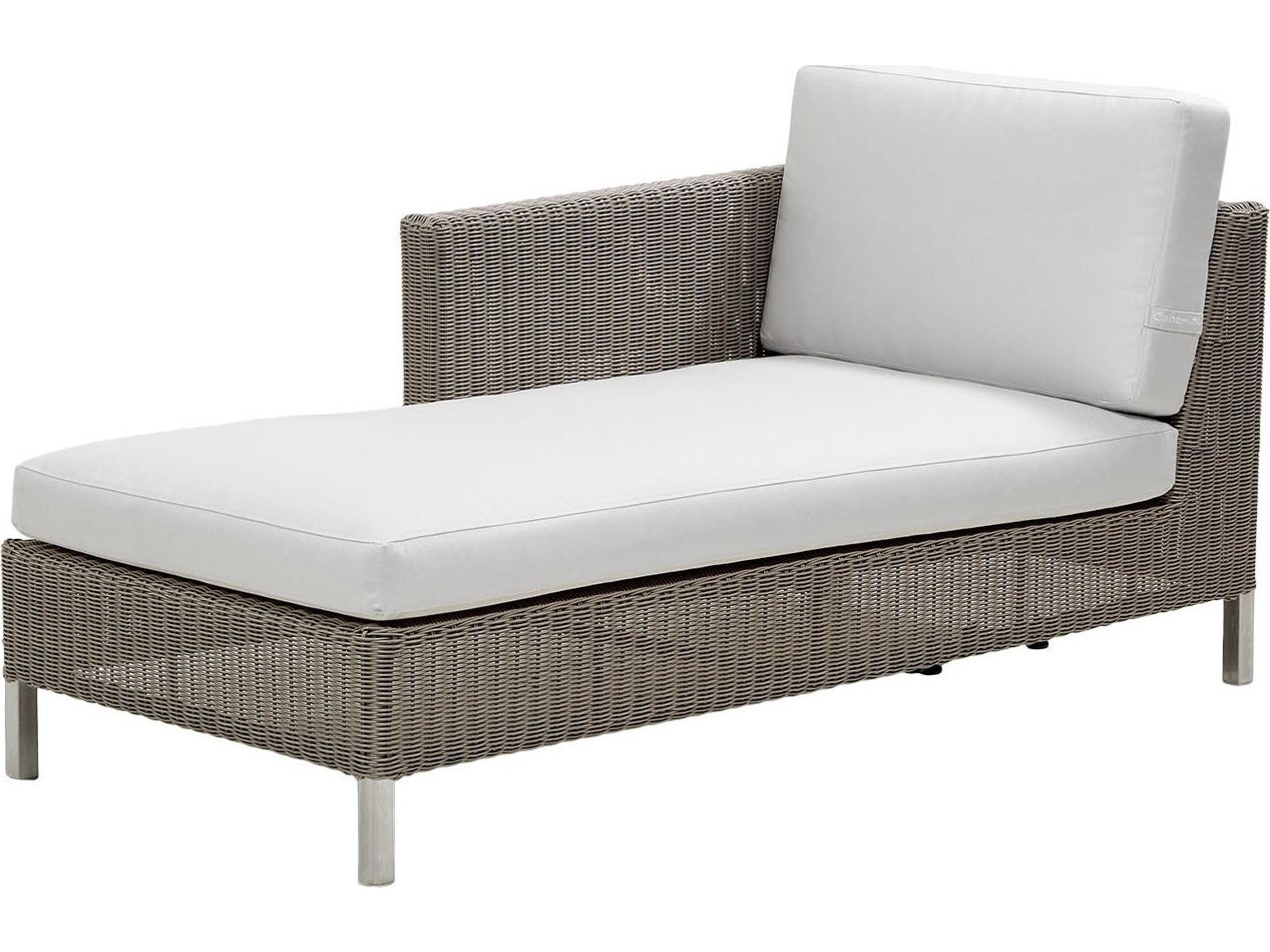 Connect Taupe Wicker Right Arm Chaise Lounge