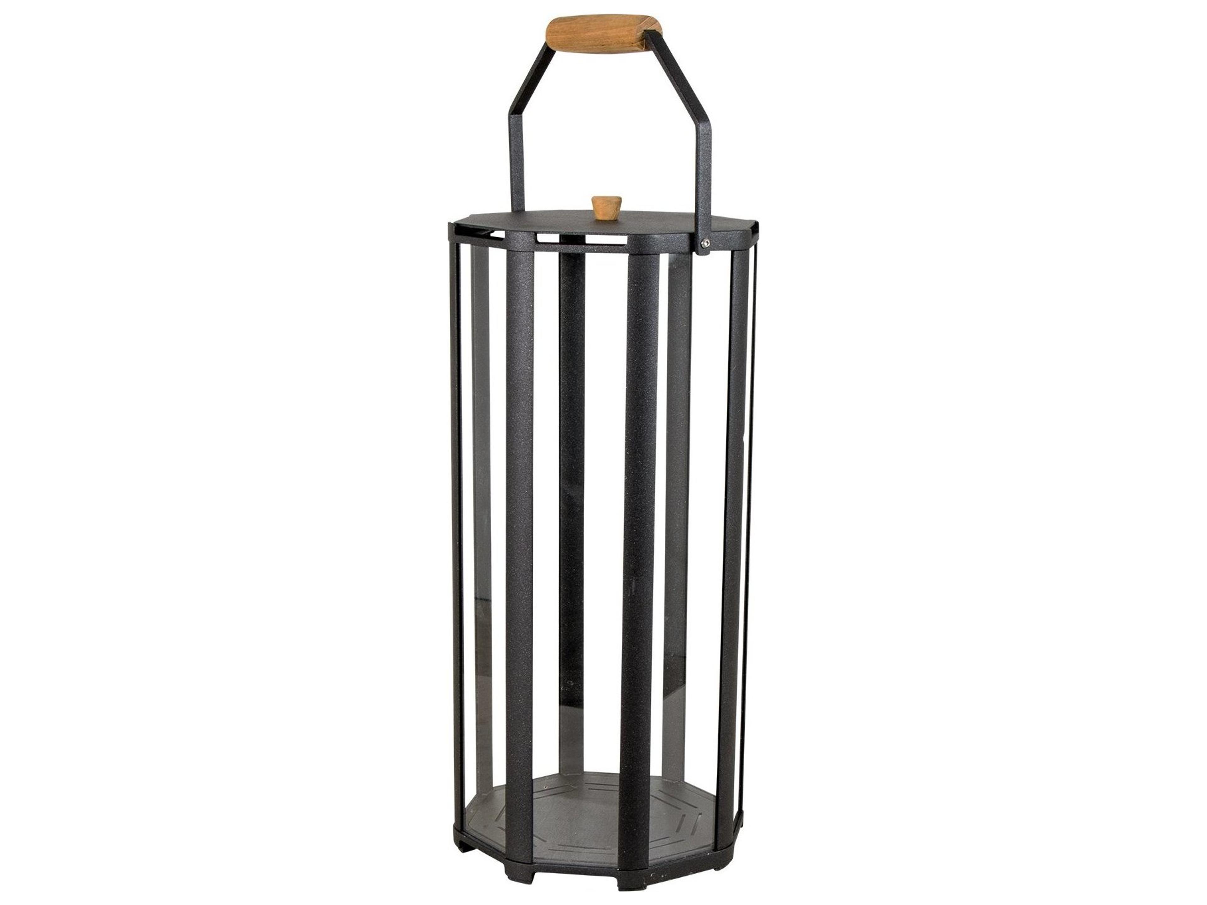 Lightlux Large Lantern in Lava Grey Aluminum with Teak Handle