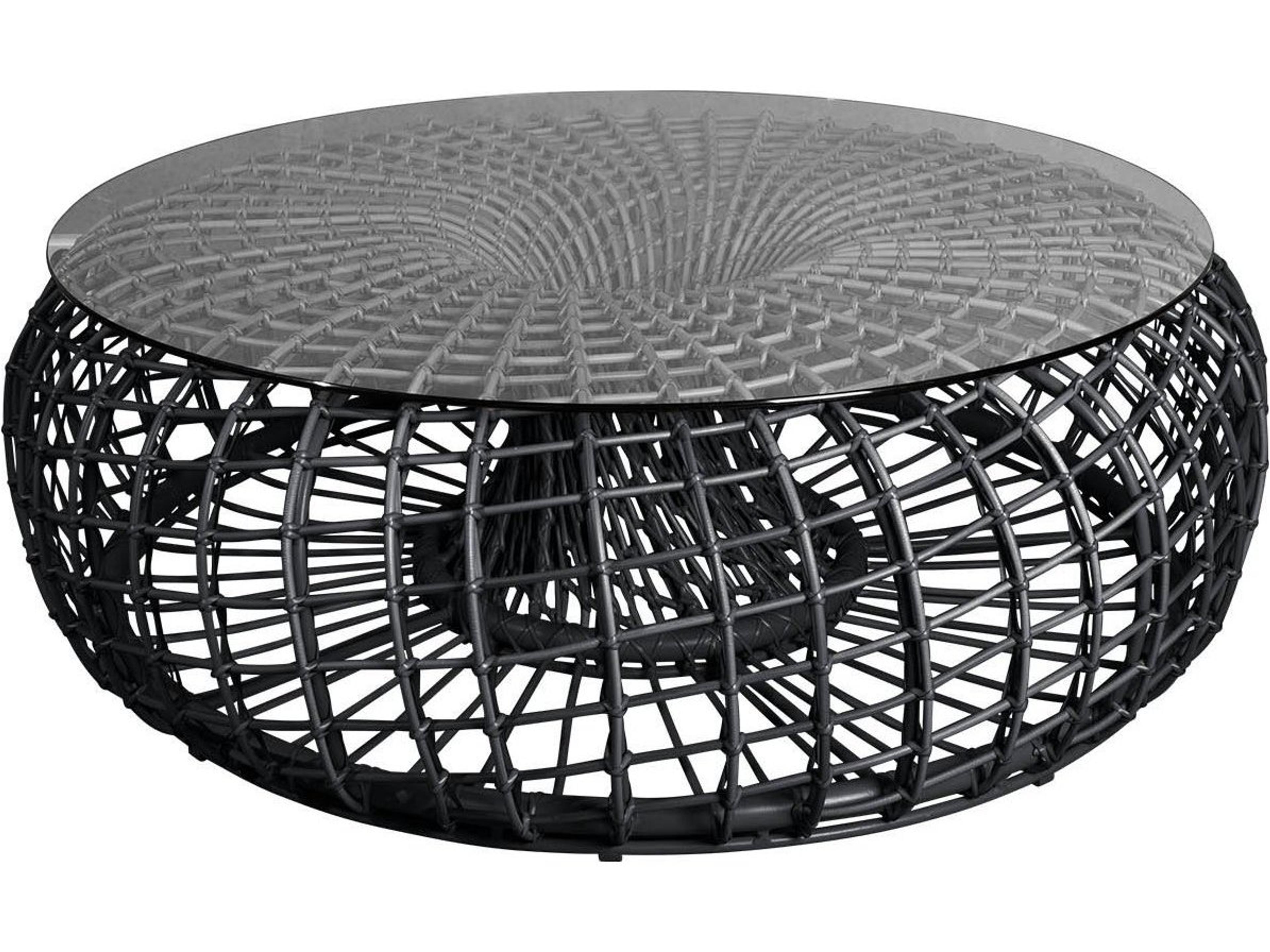 Cane Line Outdoor Nest Wicker Aluminum Large 51'' Round Coffee Table / Footstool