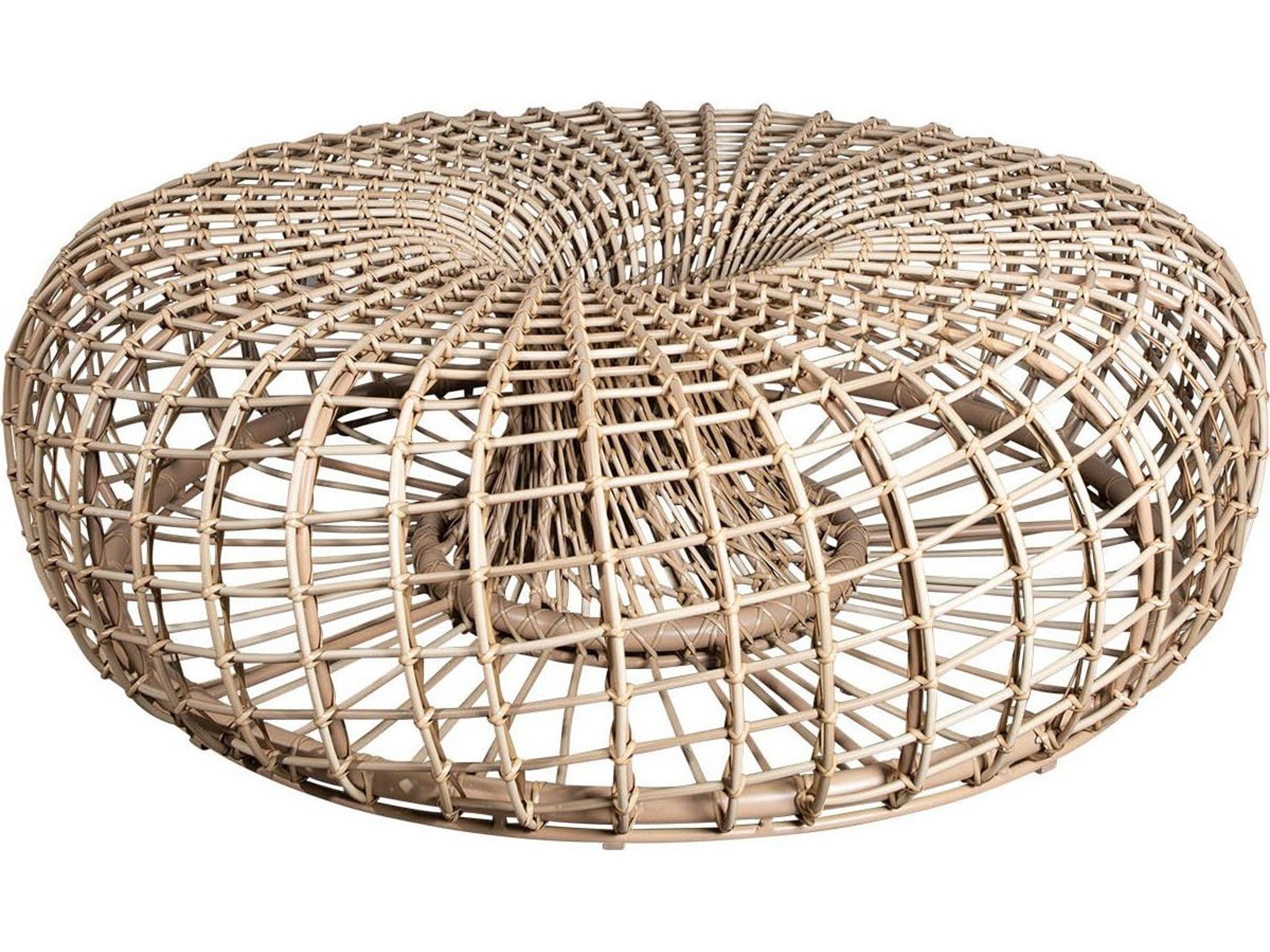 Cane Line Outdoor Nest Wicker Aluminum Large 51'' Round Coffee Table / Footstool