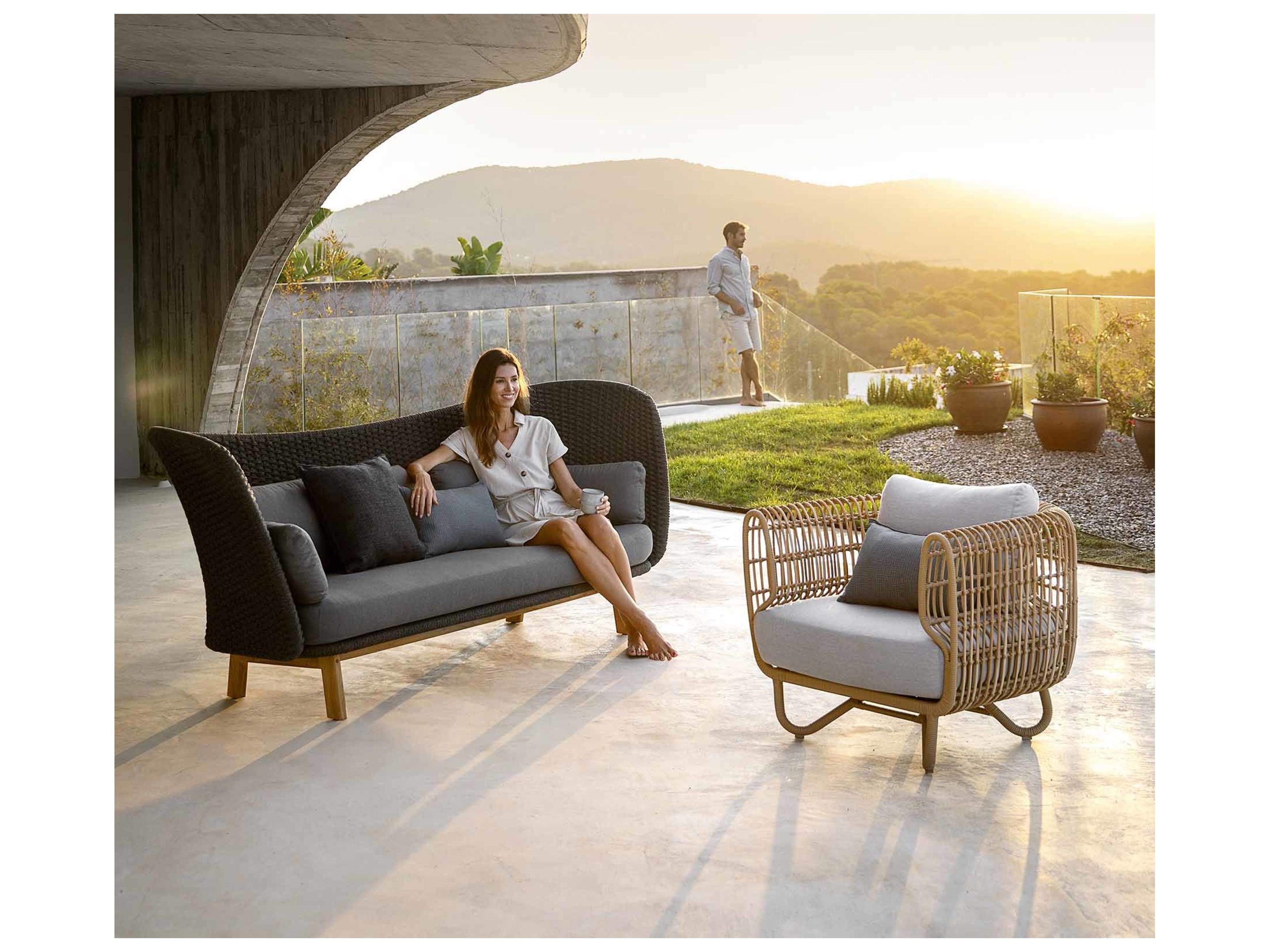 Cane Line Outdoor Nest Wicker Aluminum Cushion Lounge Chair