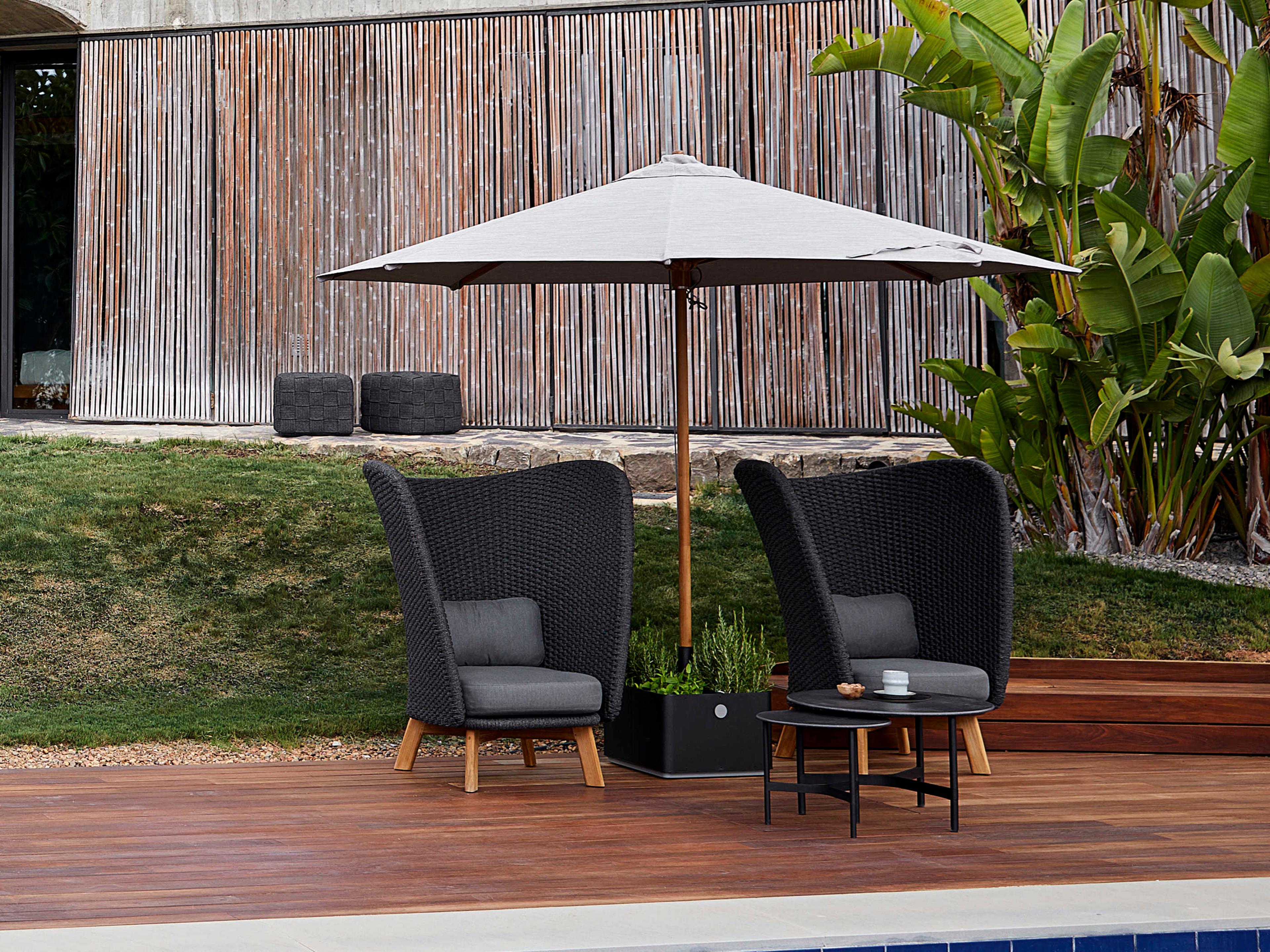 Cane Line Outdoor Grow Lava Grey Aluminum Parasol Base with Wheels