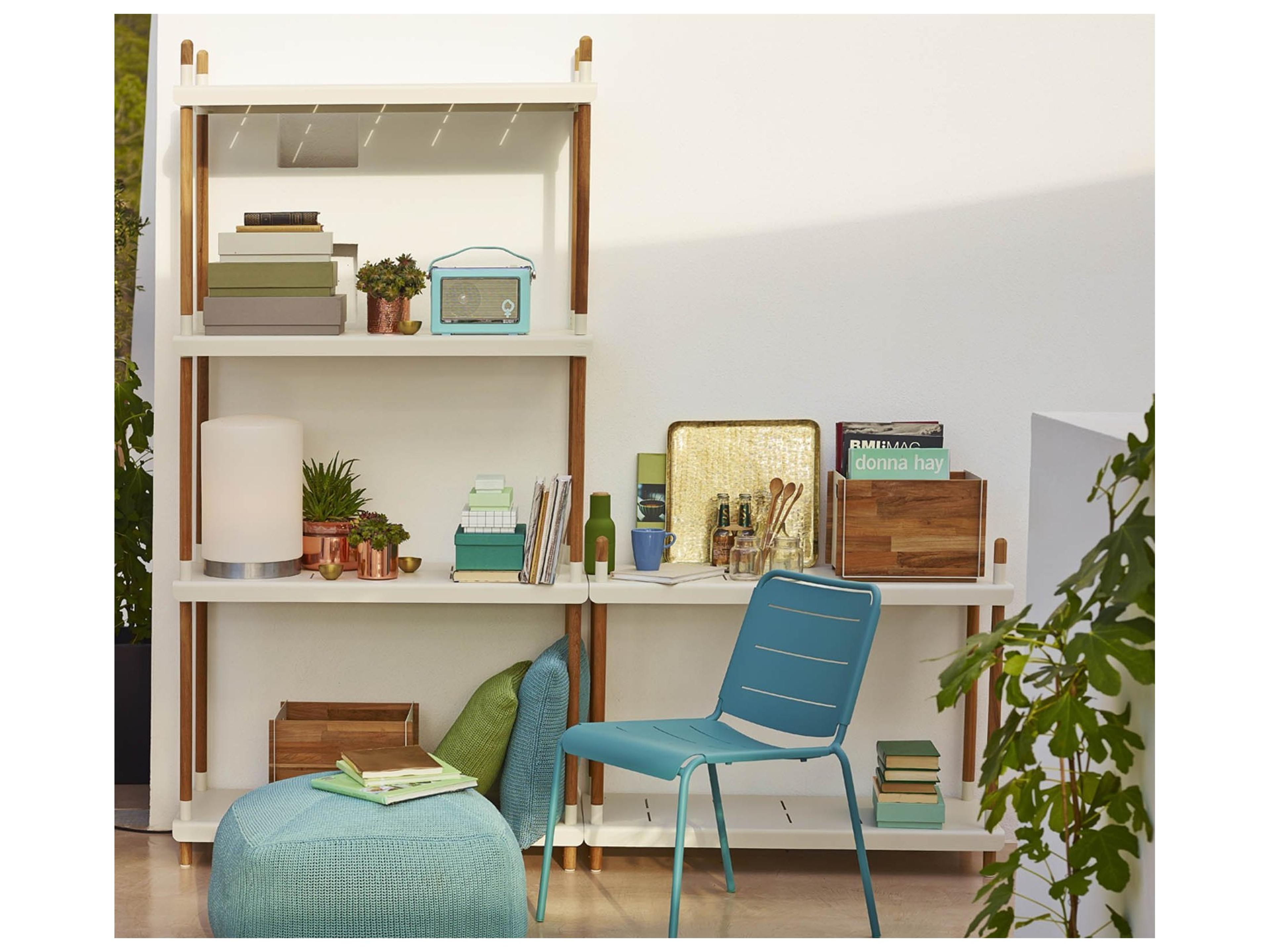 Cane Line Outdoor Frame Aluminum Teak Shelving System Complete Base Unit