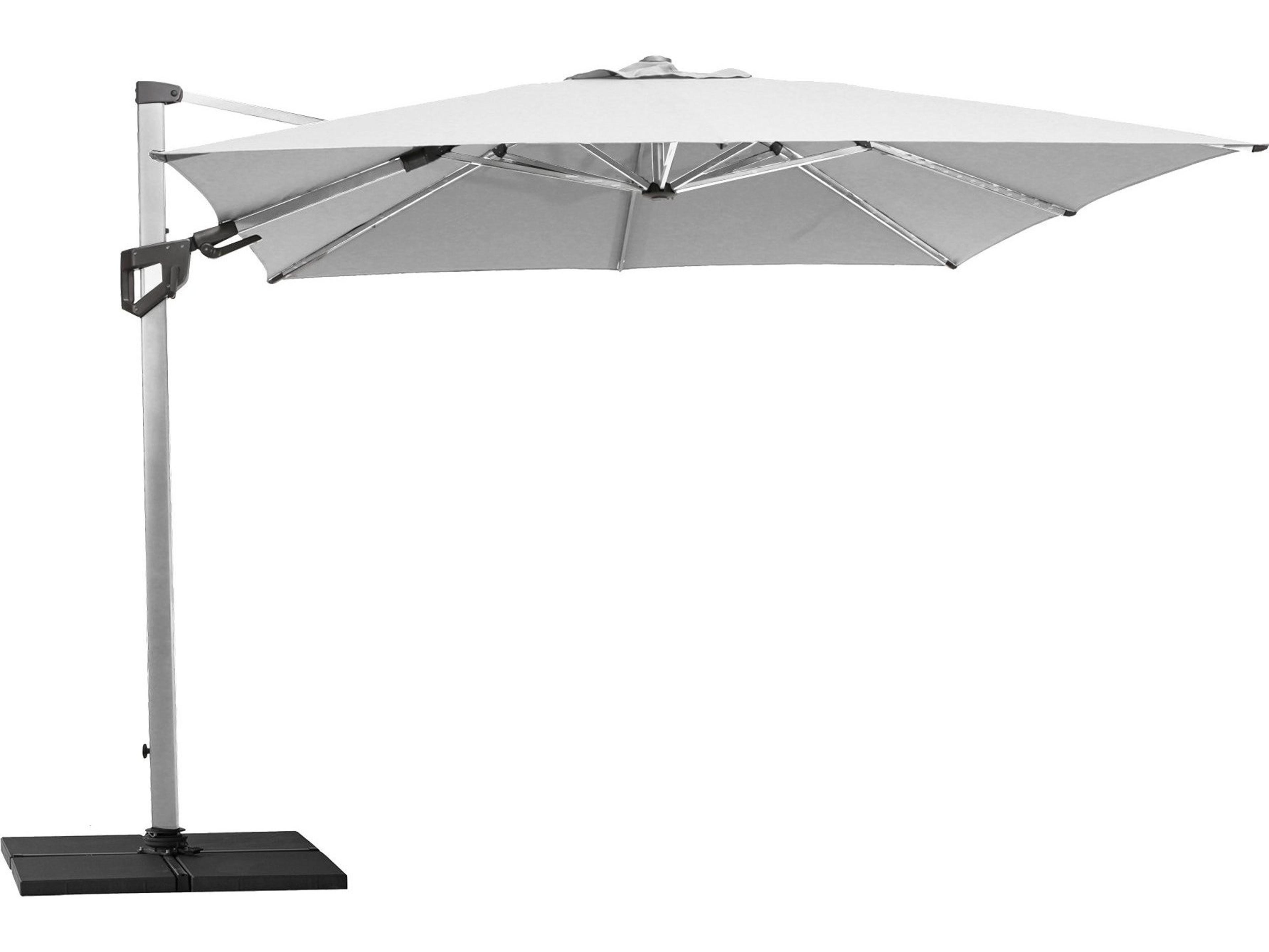 Hyde Luxe Parasol Silver Mat Anodized Aluminum 118 Foot Square Pulley Tilt Umbrella in Dusty White