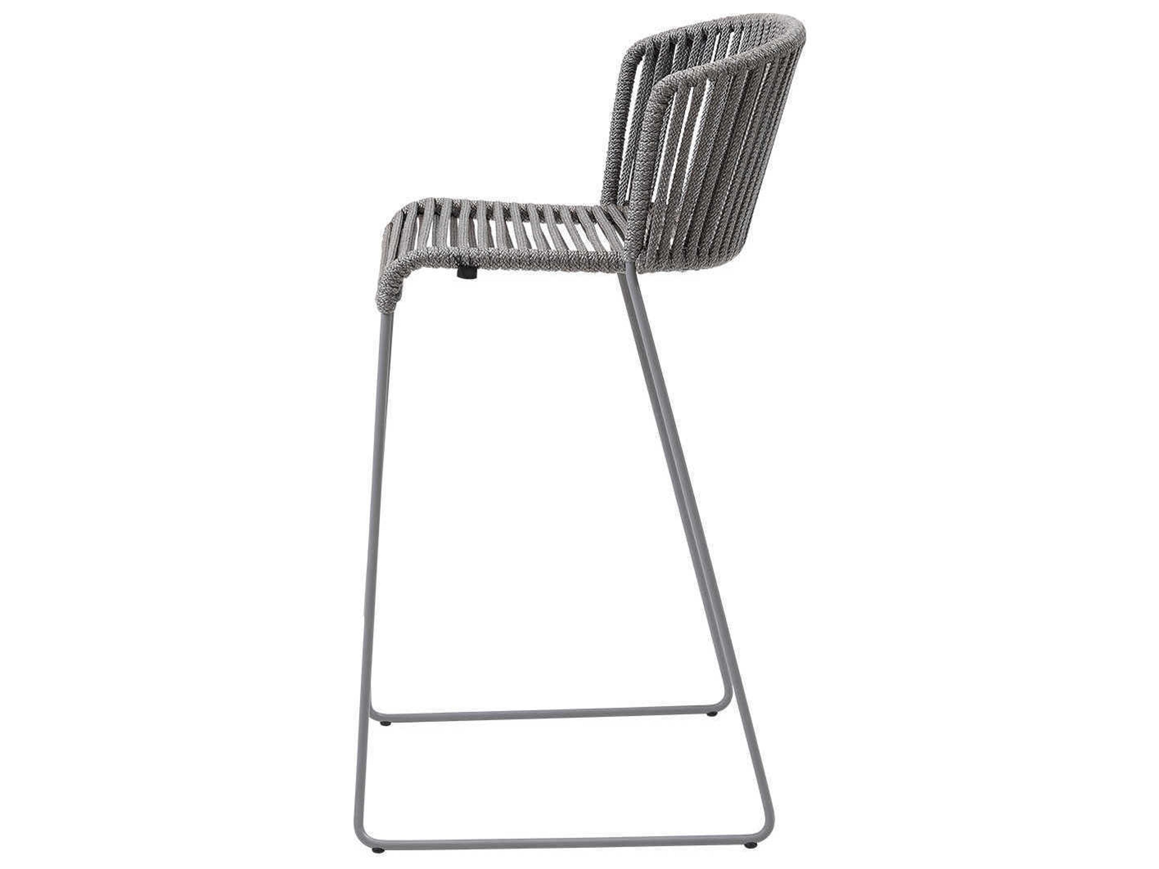 Cane Line Outdoor Moments Grey Soft Rope Aluminum Strap Bar Stool