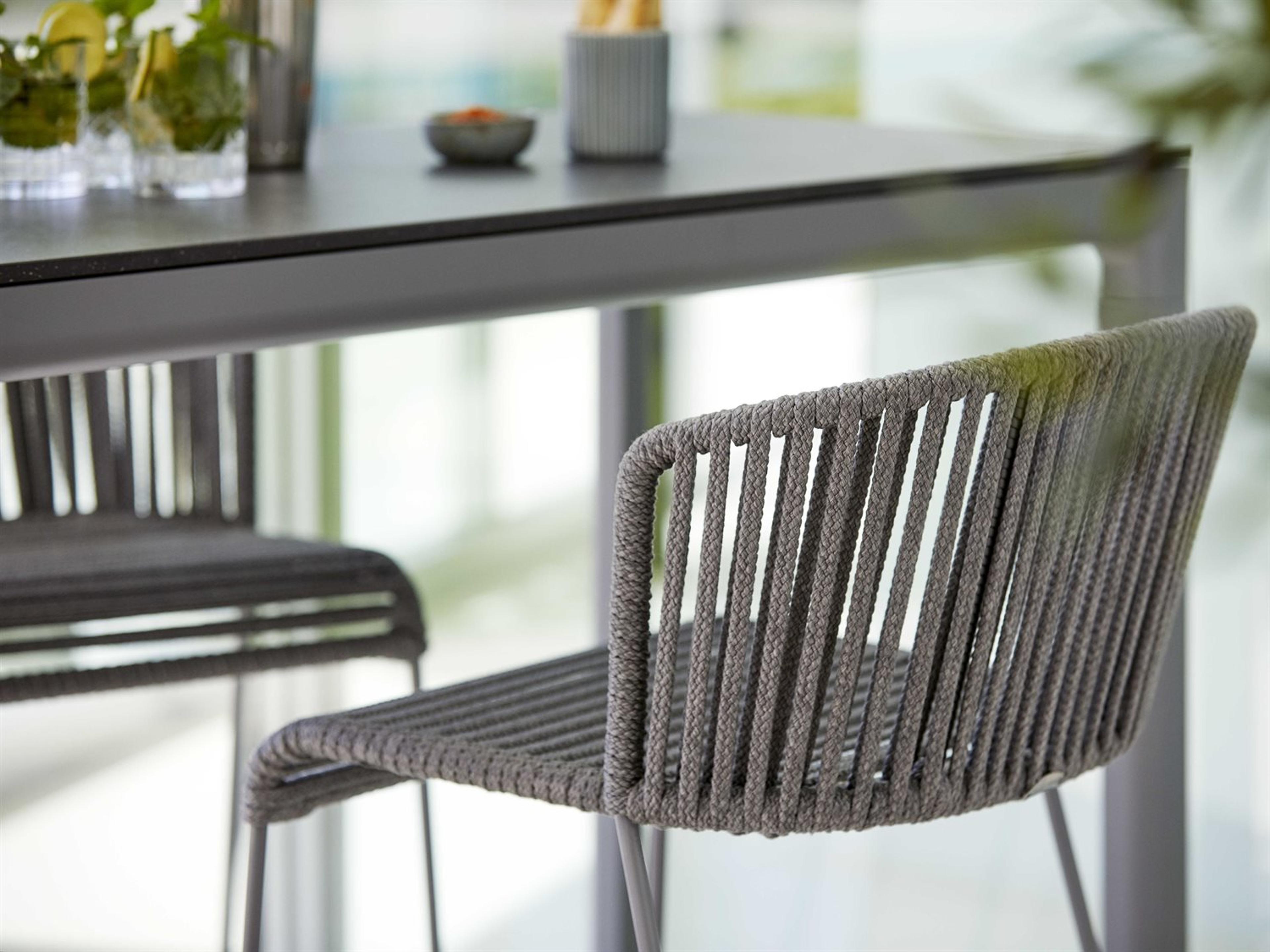 Cane Line Outdoor Moments Grey Soft Rope Aluminum Strap Bar Stool