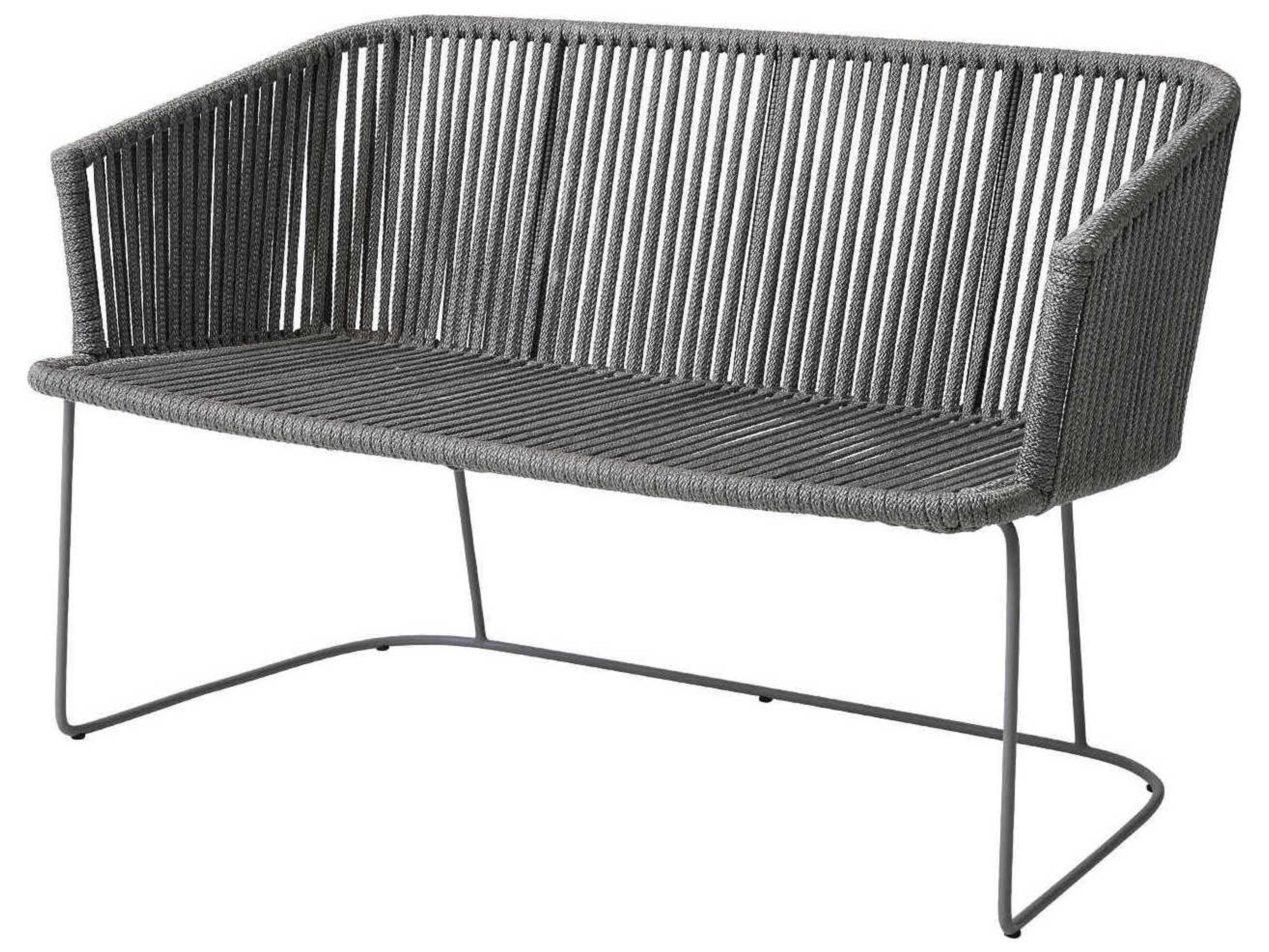 Cane Line Outdoor Moments Grey Soft Rope Aluminum Strap Bench