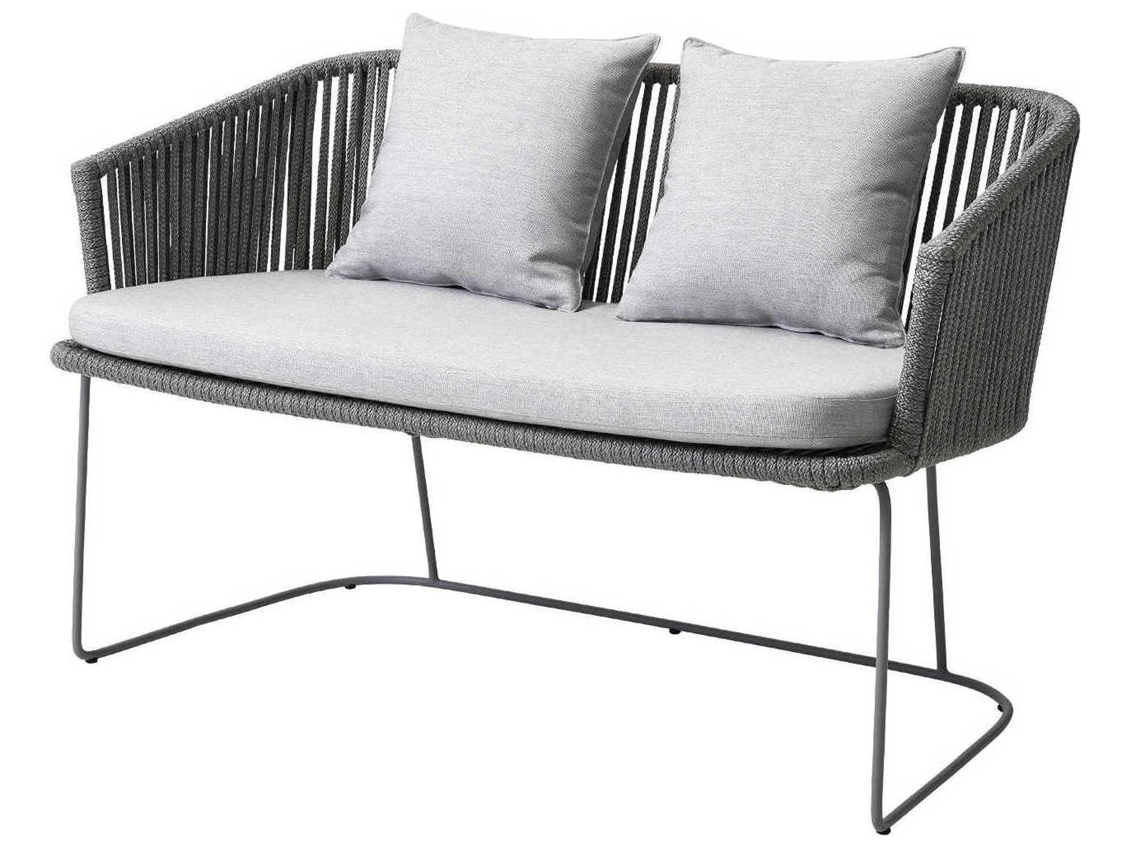 Cane Line Outdoor Moments Grey Soft Rope Aluminum Strap Bench