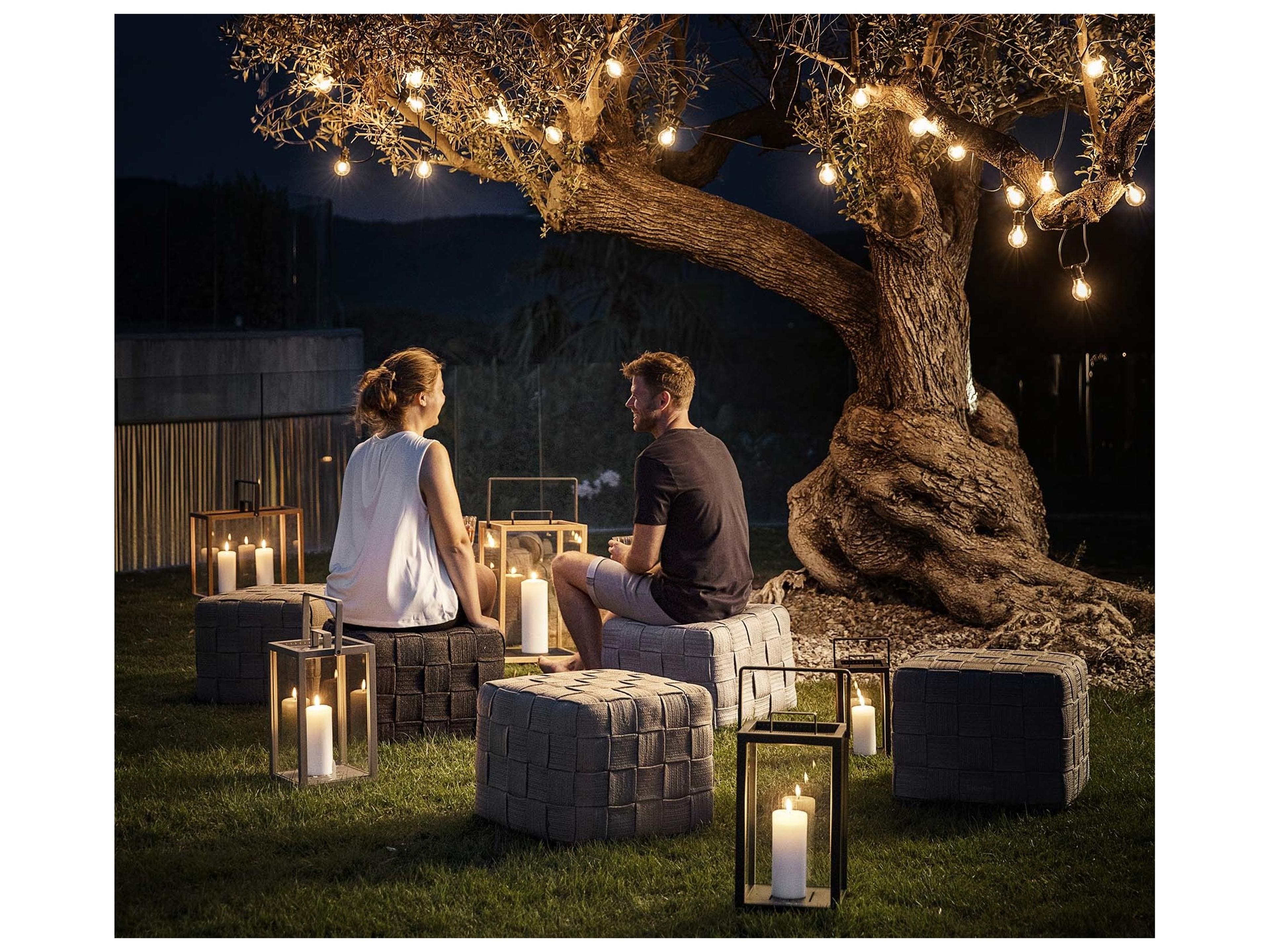 Cane Line Outdoor Cube Soft Rope Footstool