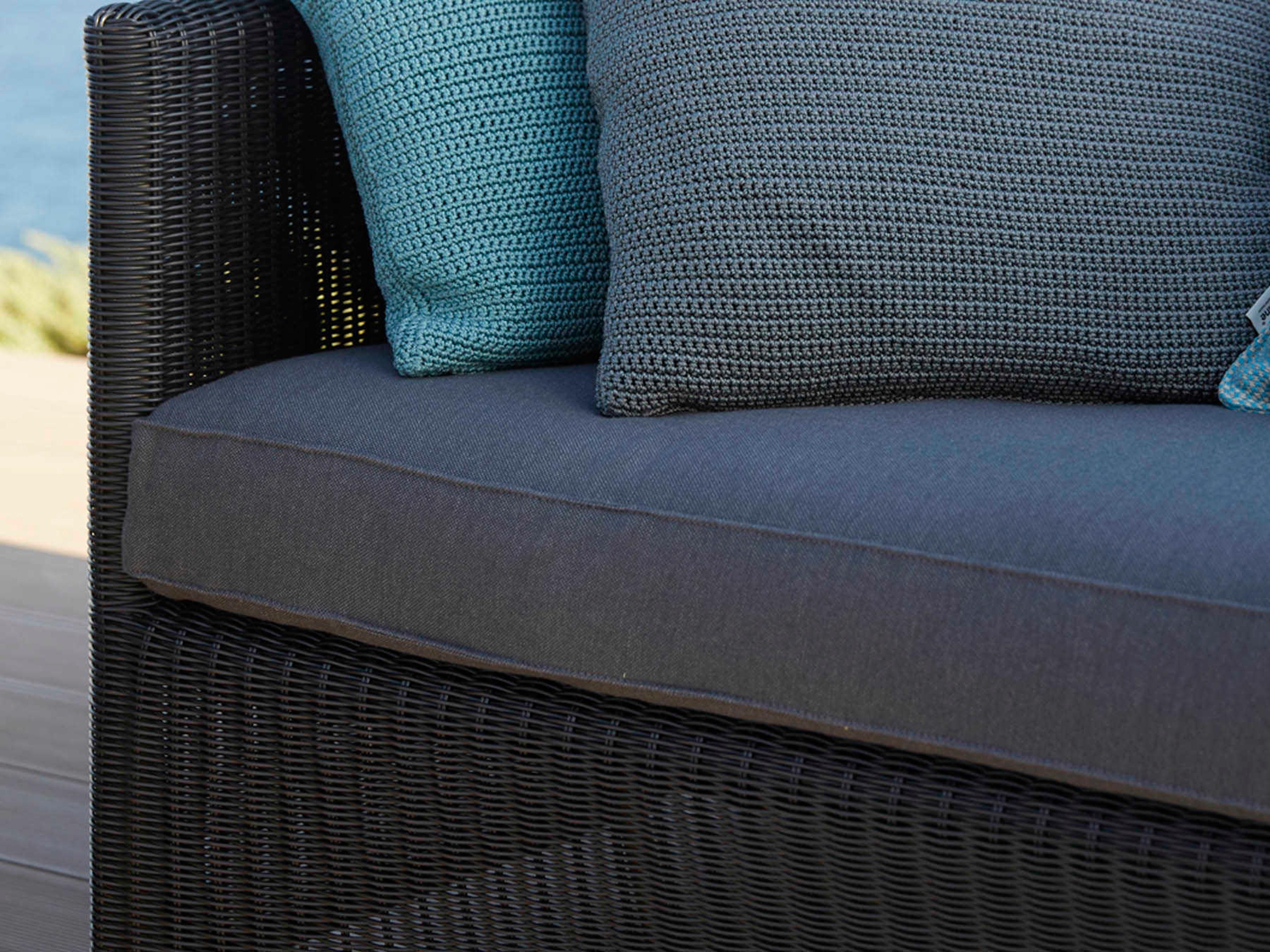 Cane Line Outdoor Diamond Graphite Wicker Aluminum Loveseat in Grey