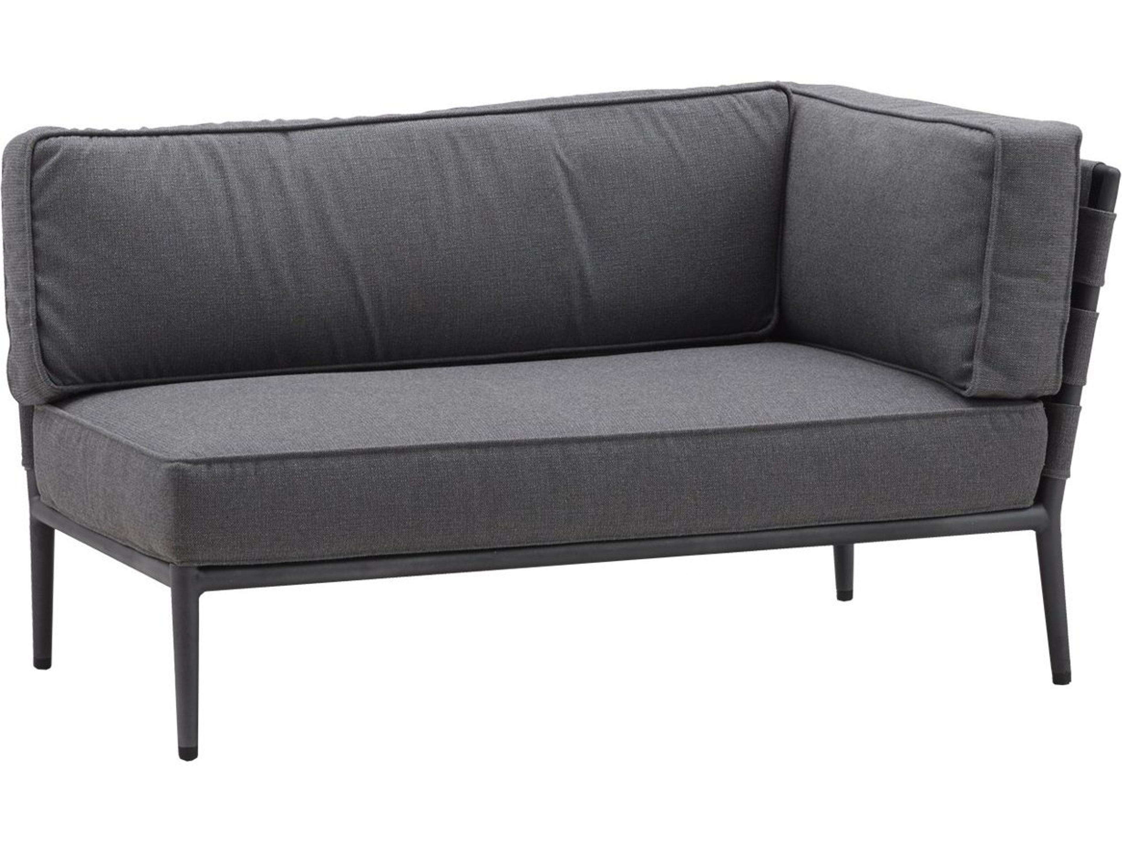 Cane Line Outdoor Conic Aluminum Cushion Left Arm Sofa