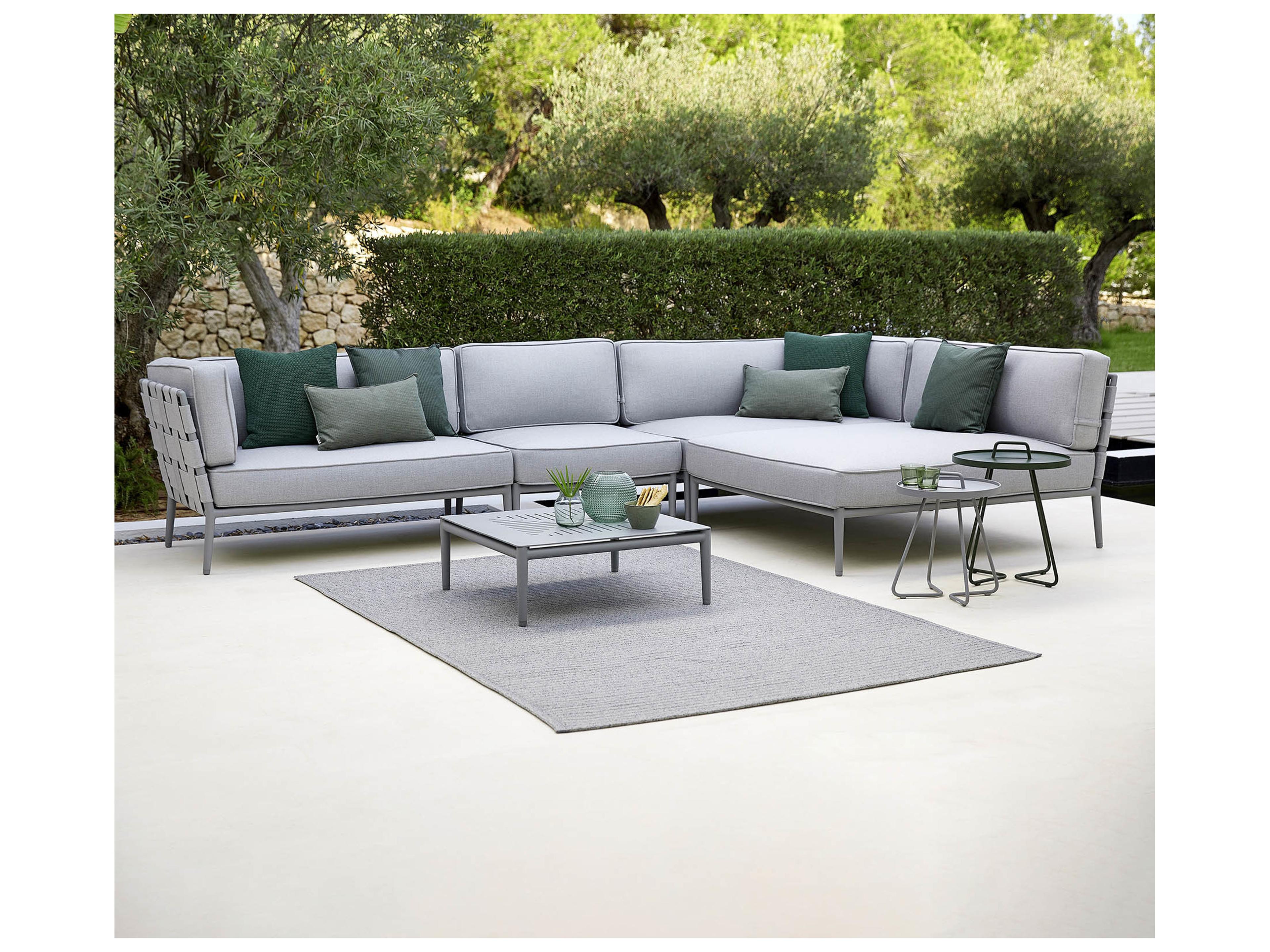 Cane Line Outdoor Conic Aluminum Cushion Right Arm Sofa