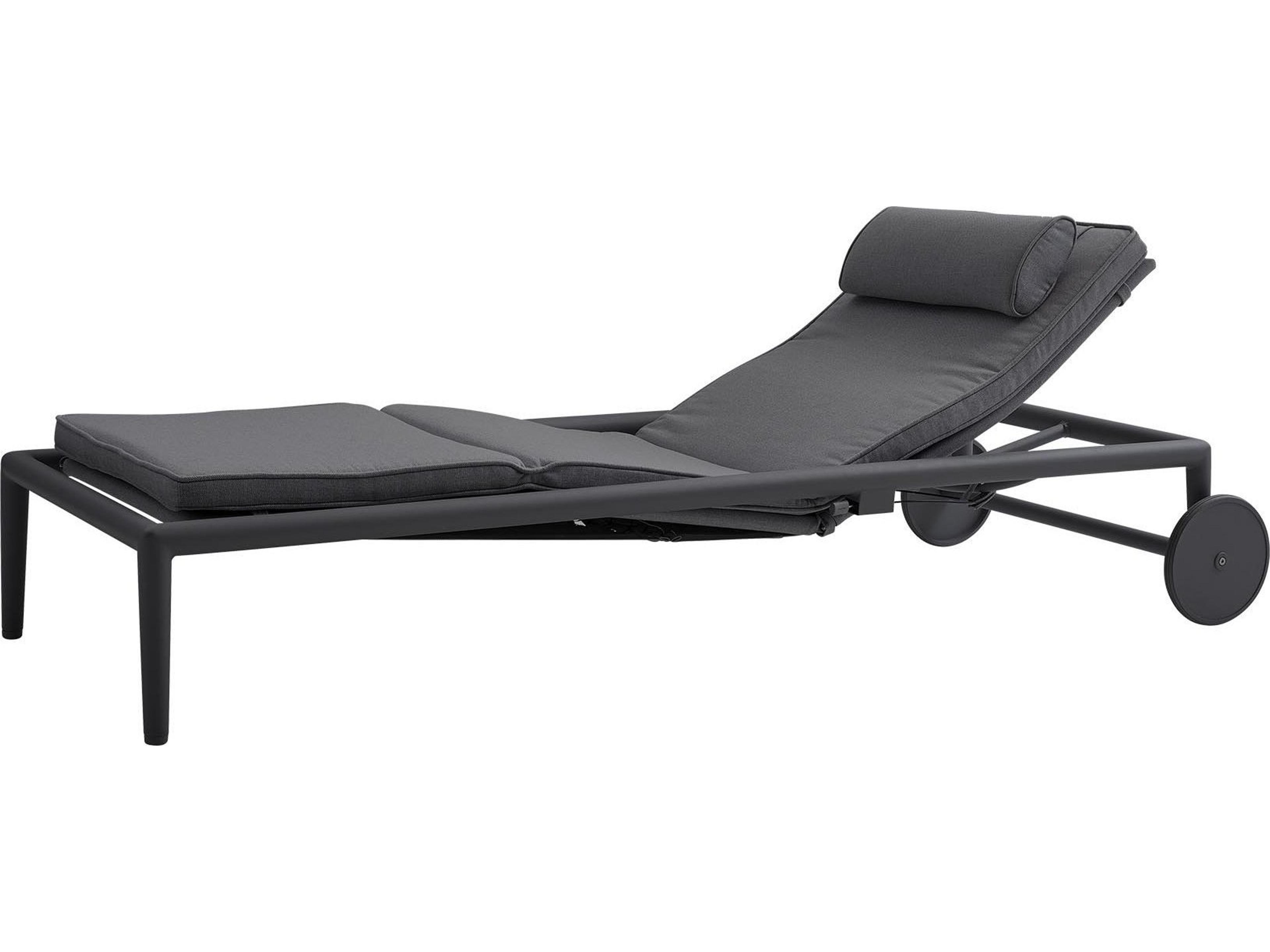 Cane Line Outdoor Conic Aluminum Cushion Sun Chaise Lounge with Gas Spring