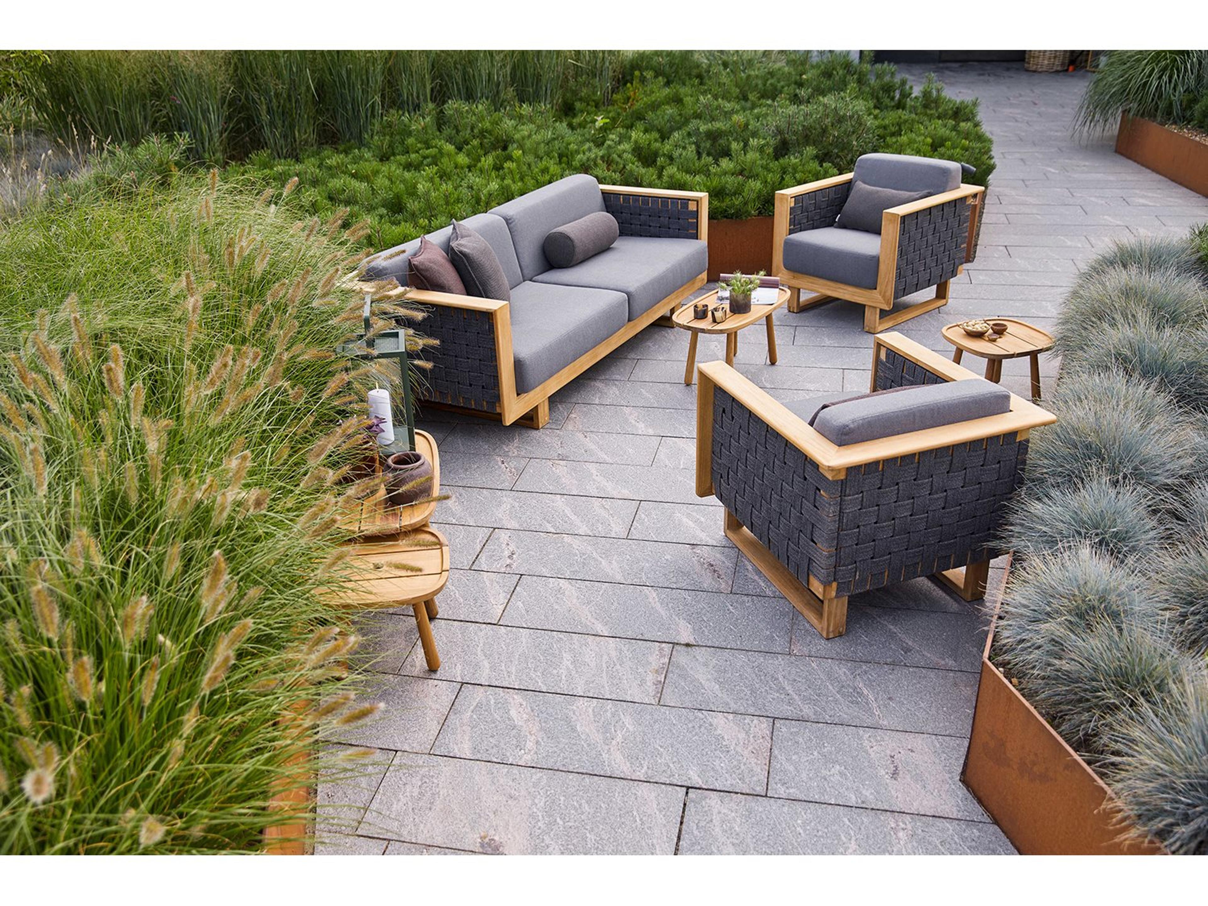 Angle Teak Soft Rope Dark Grey Lounge Set in Grey