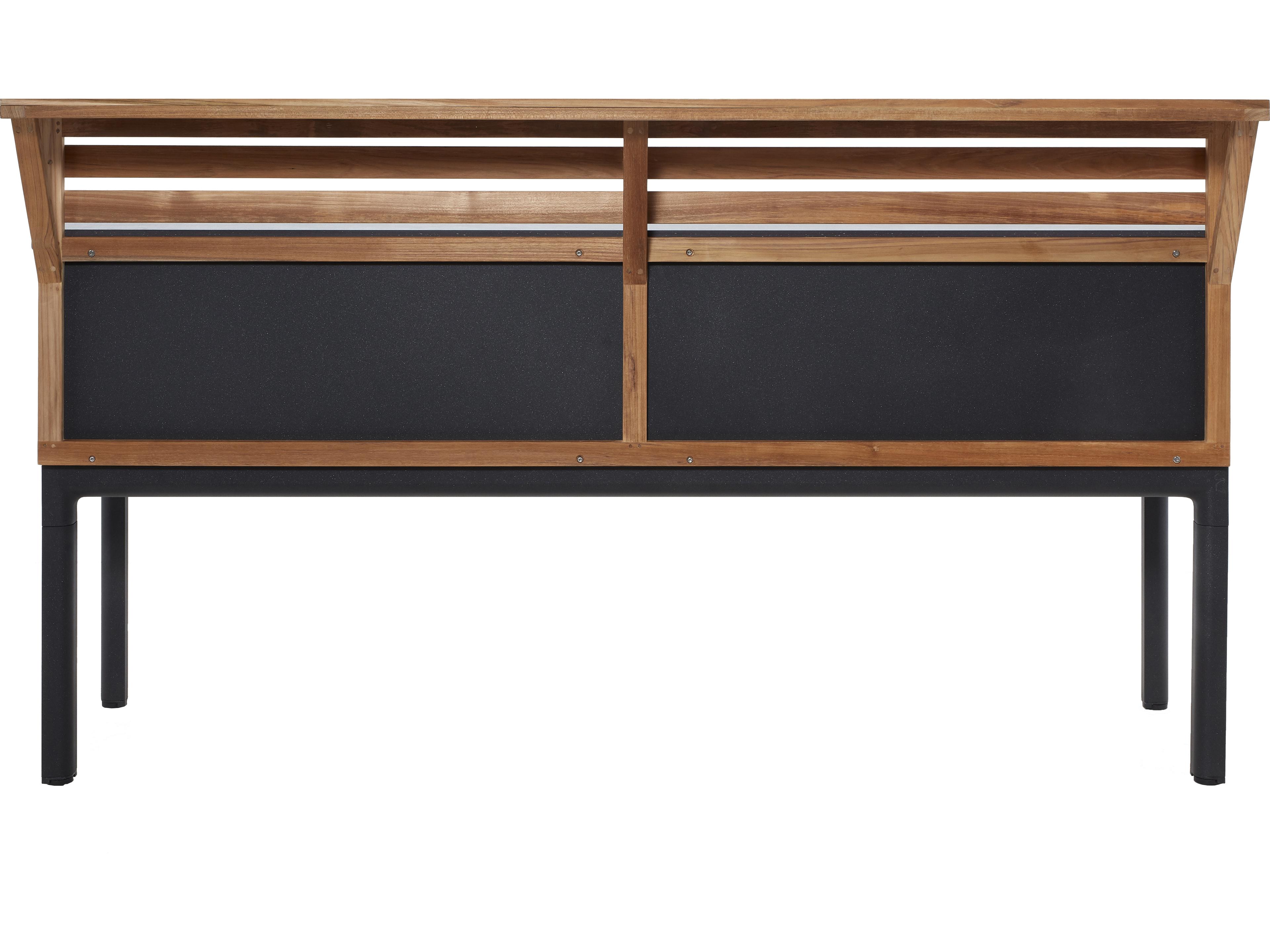 Cane Line Outdoor Drop Aluminum Teak Rectangular Kitchen Module in 3 Shelves