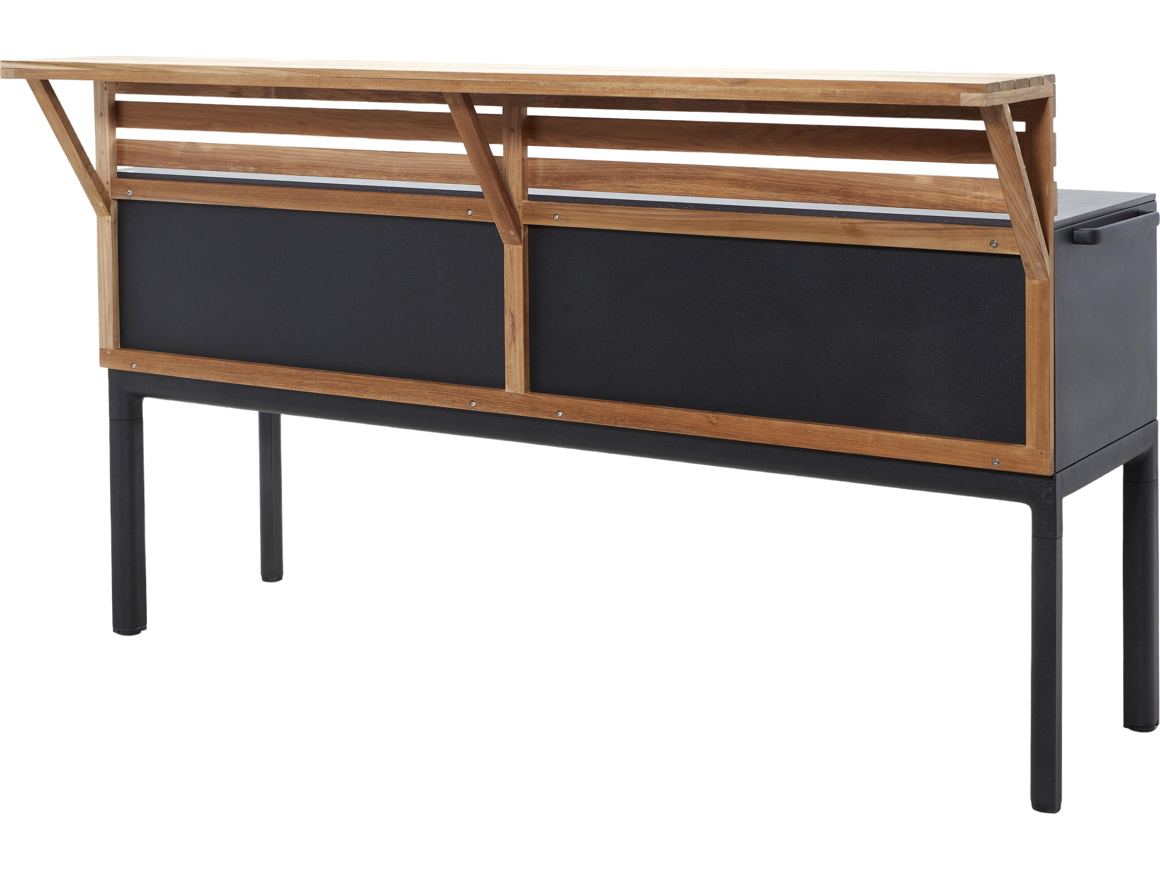 Cane Line Outdoor Drop Aluminum Teak Rectangular Kitchen Module in 3 Shelves