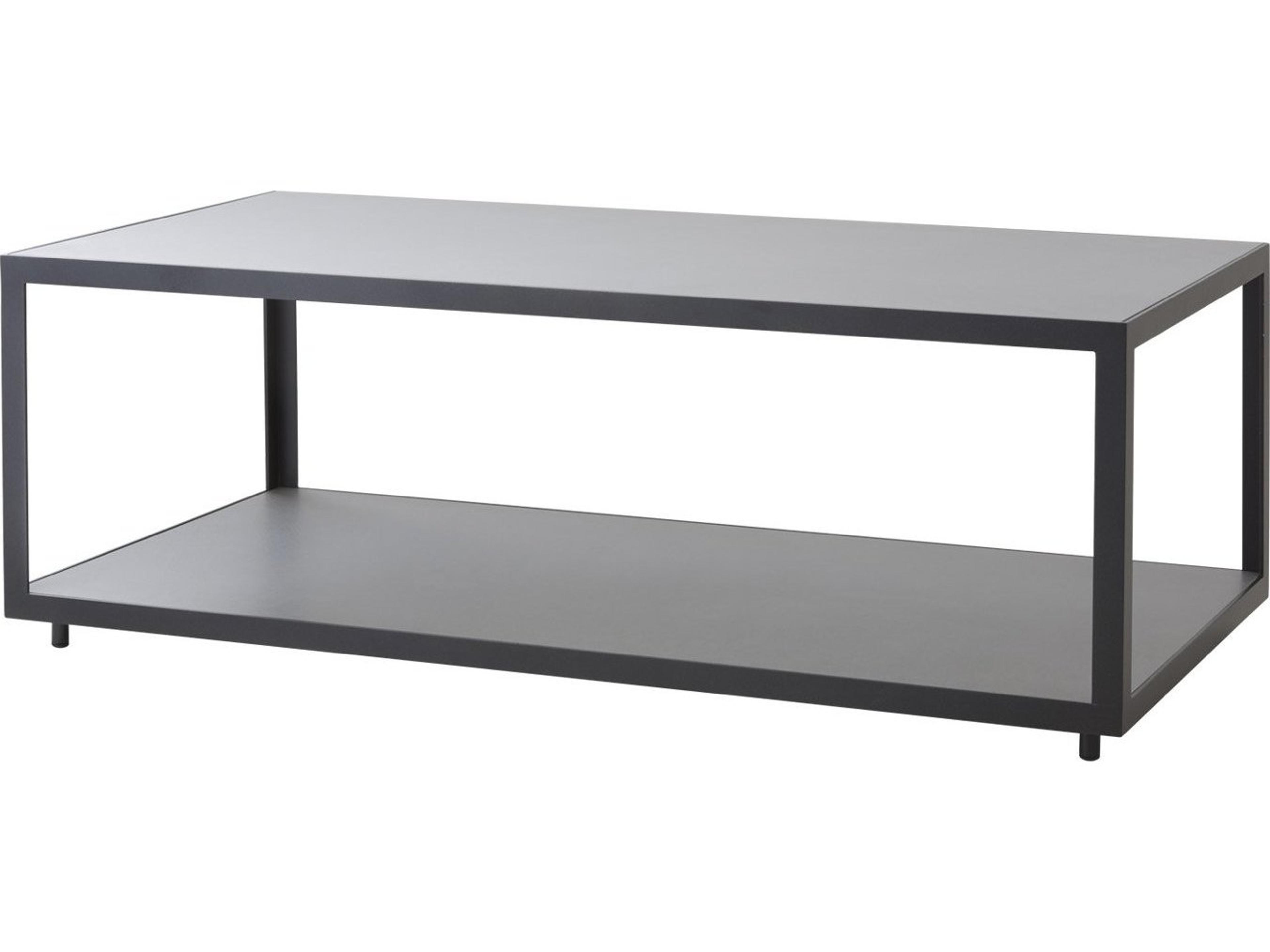 Cane Line Outdoor Level Rectangular Coffee Table Top and Bottom Shelf