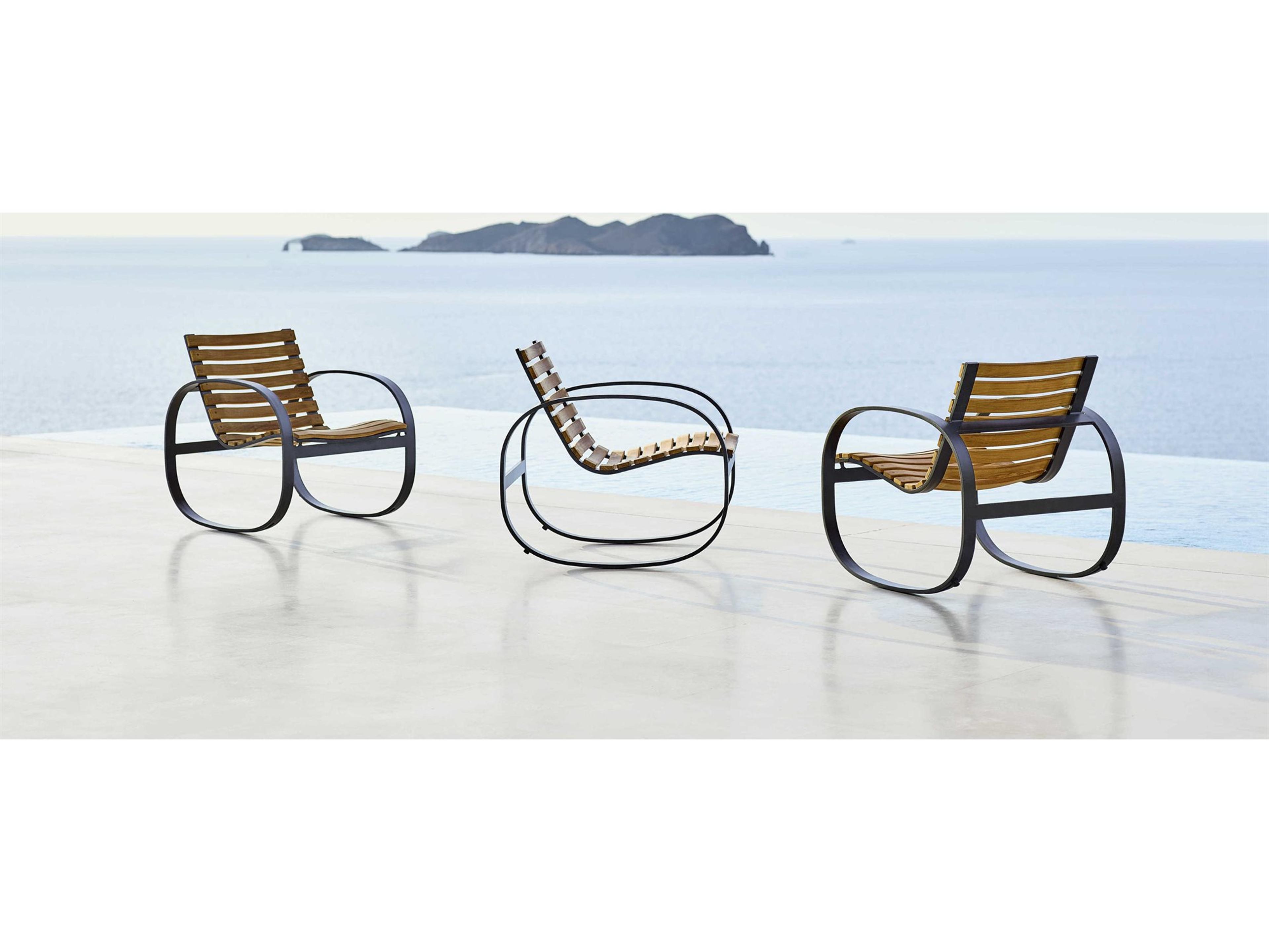 Parc Teak Aluminum Rocker Lounge Chair Set