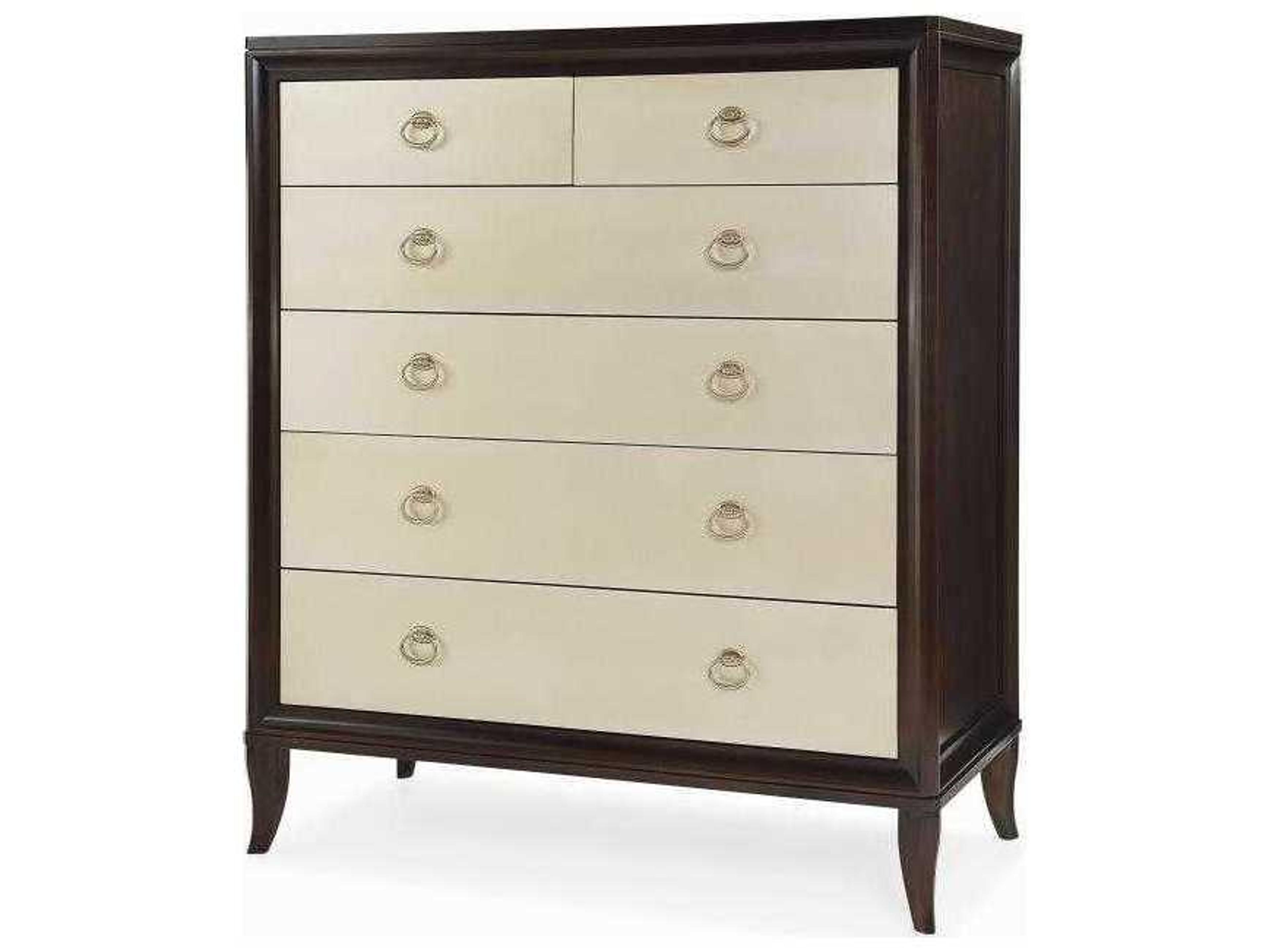 Tribeca 6-Drawers Cream Brown Maple Wood Accent Chest