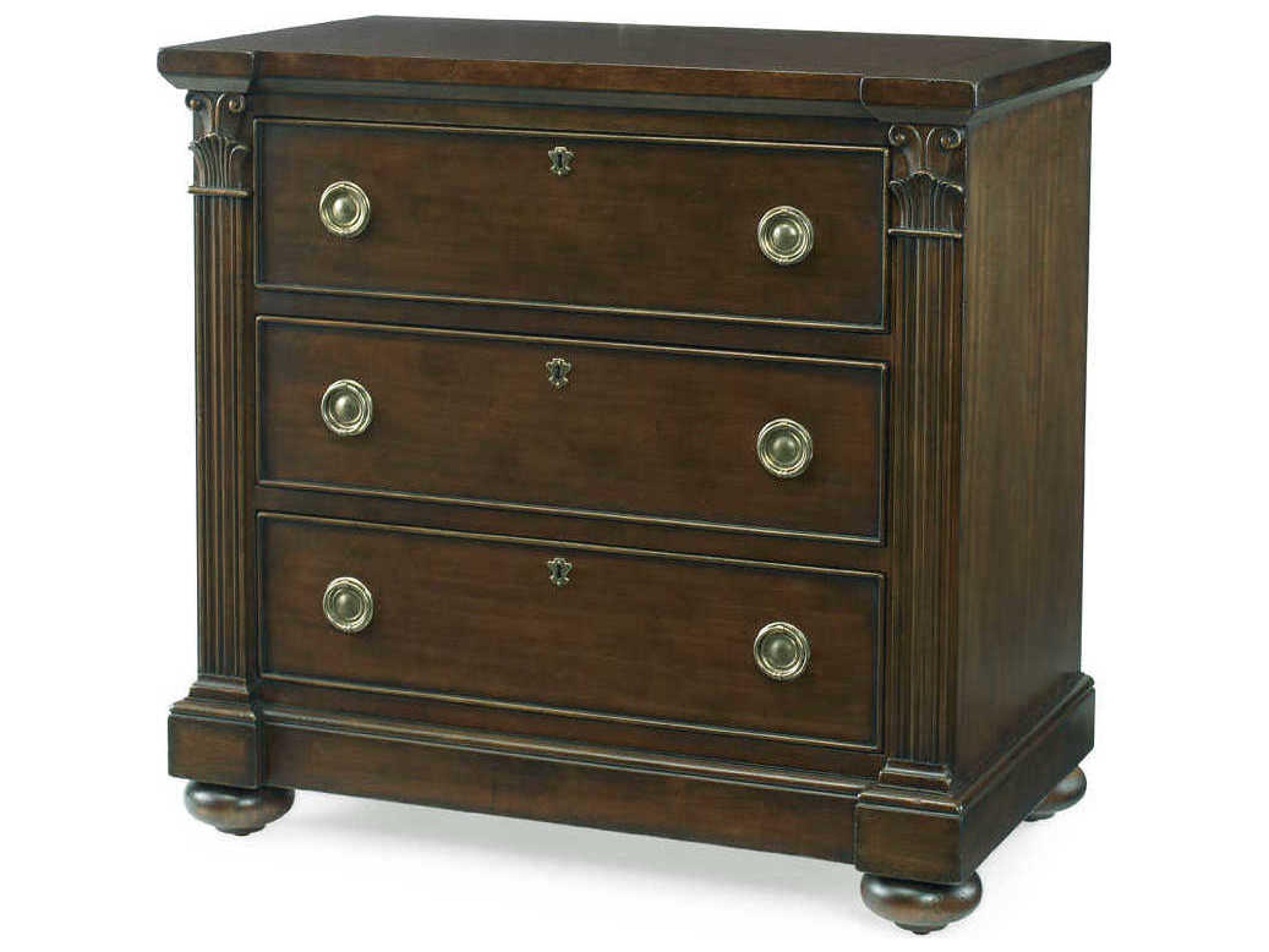 Chelsea Club 3-Drawers Brown Mahogany Wood Nightstand