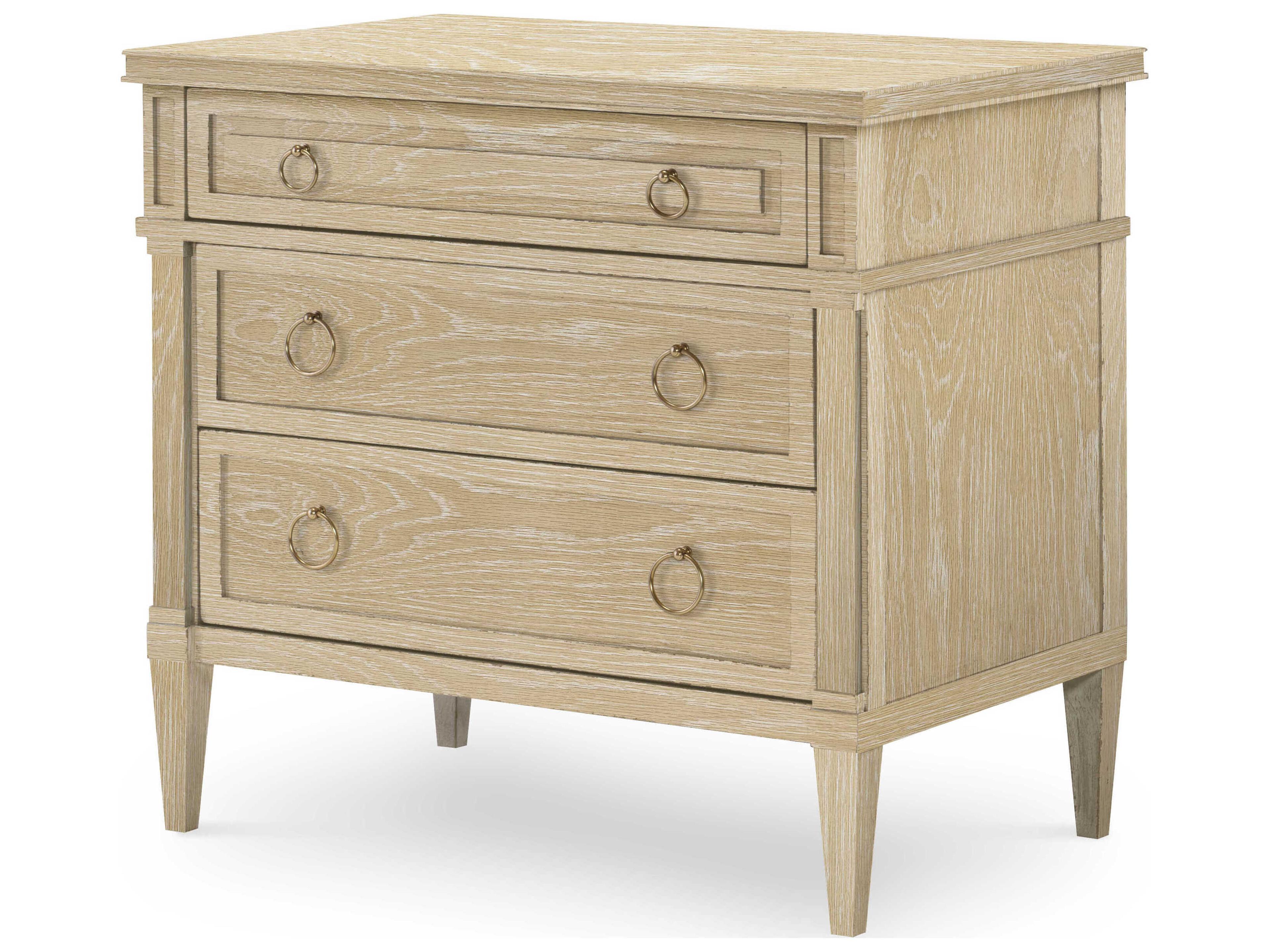 Maison-47 3-Drawers Beige Oak Wood Nightstand