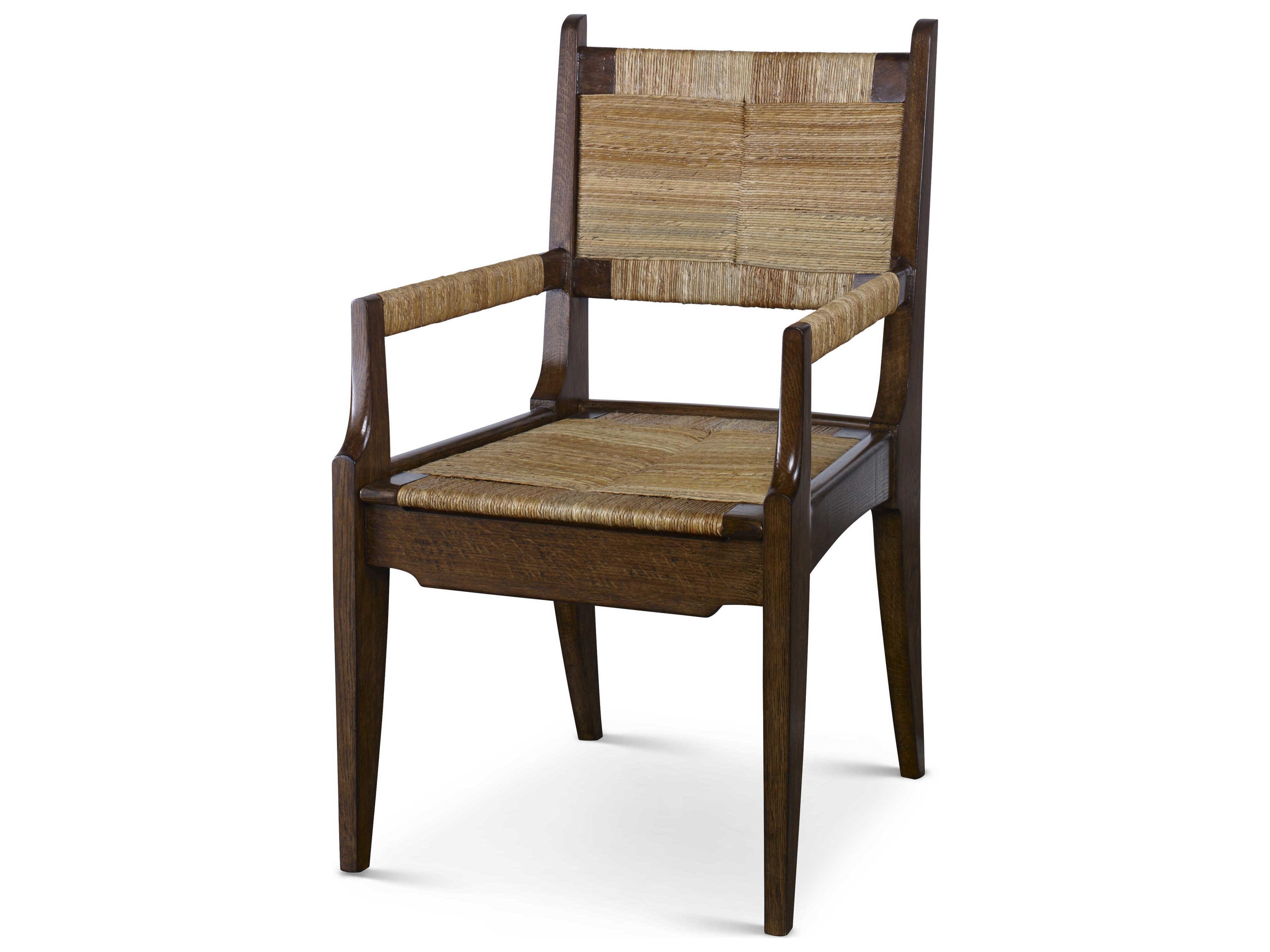 Thomas Obrien Oak Wood Brown Arm Dining Chair