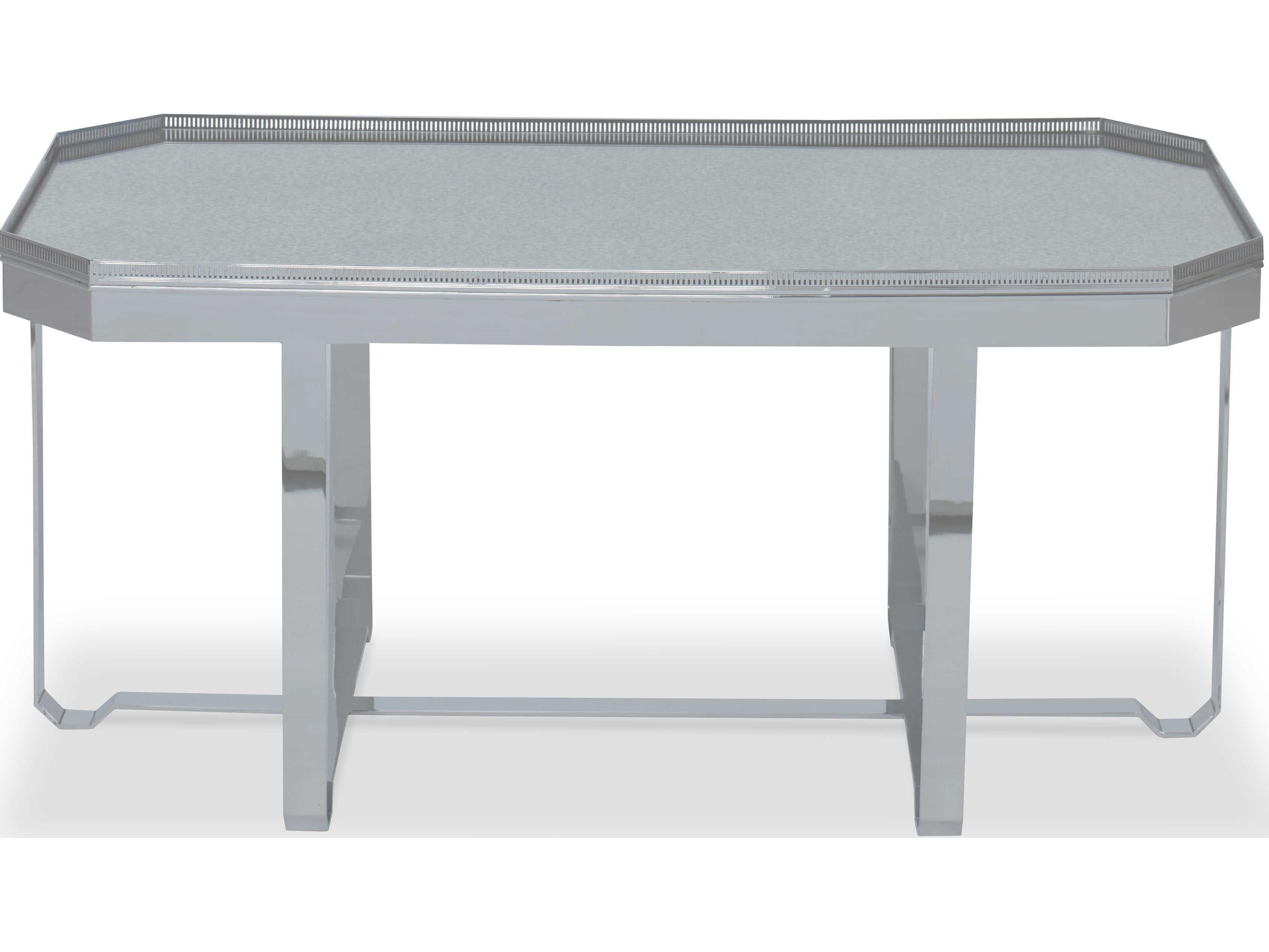 Century Furniture Thomas Obrien Octagon Antique Mirror Polished Nickel Coffee Table