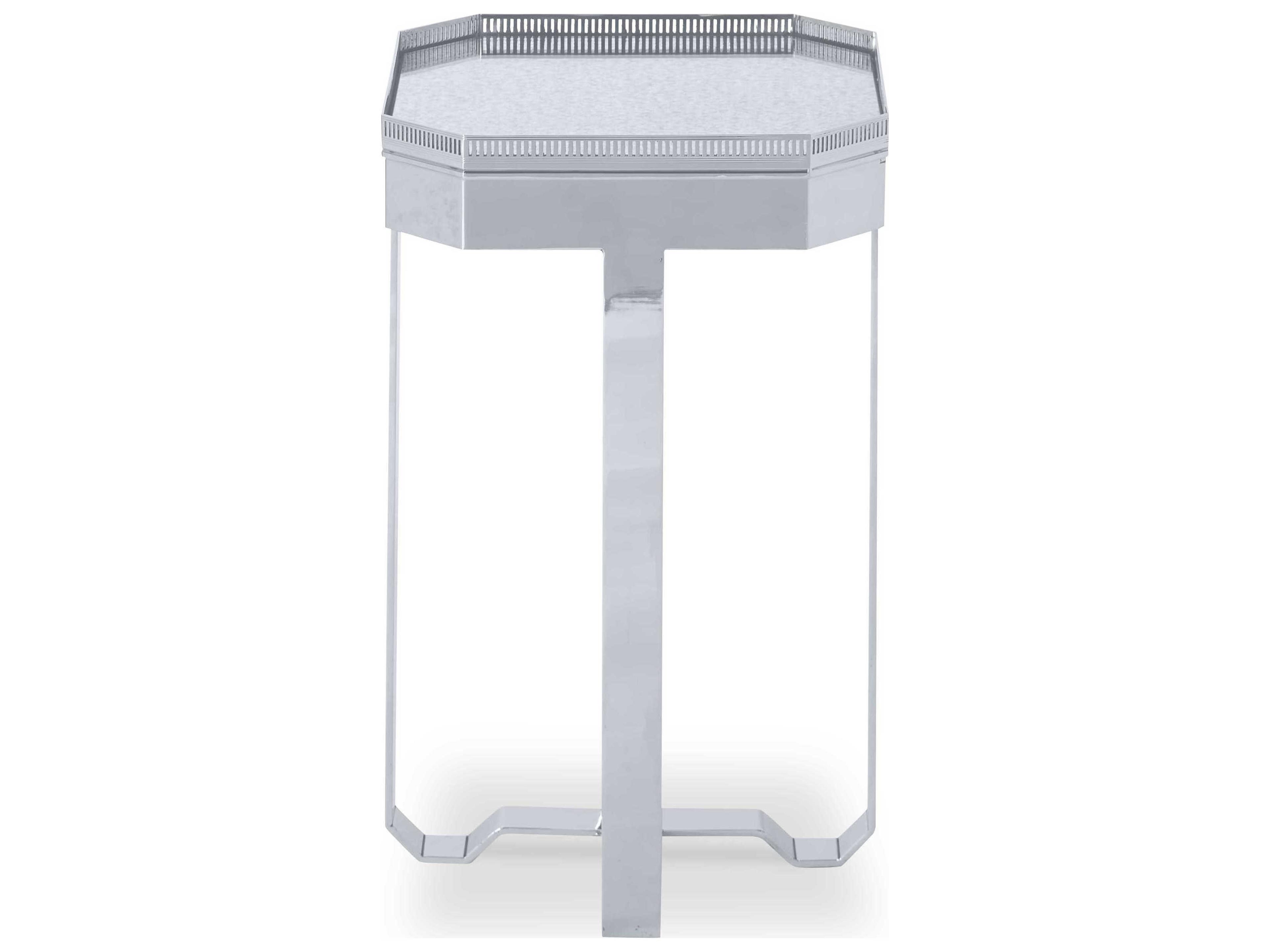Century Furniture Thomas Obrien Octagon Antique Mirror Polished Nickel End Table