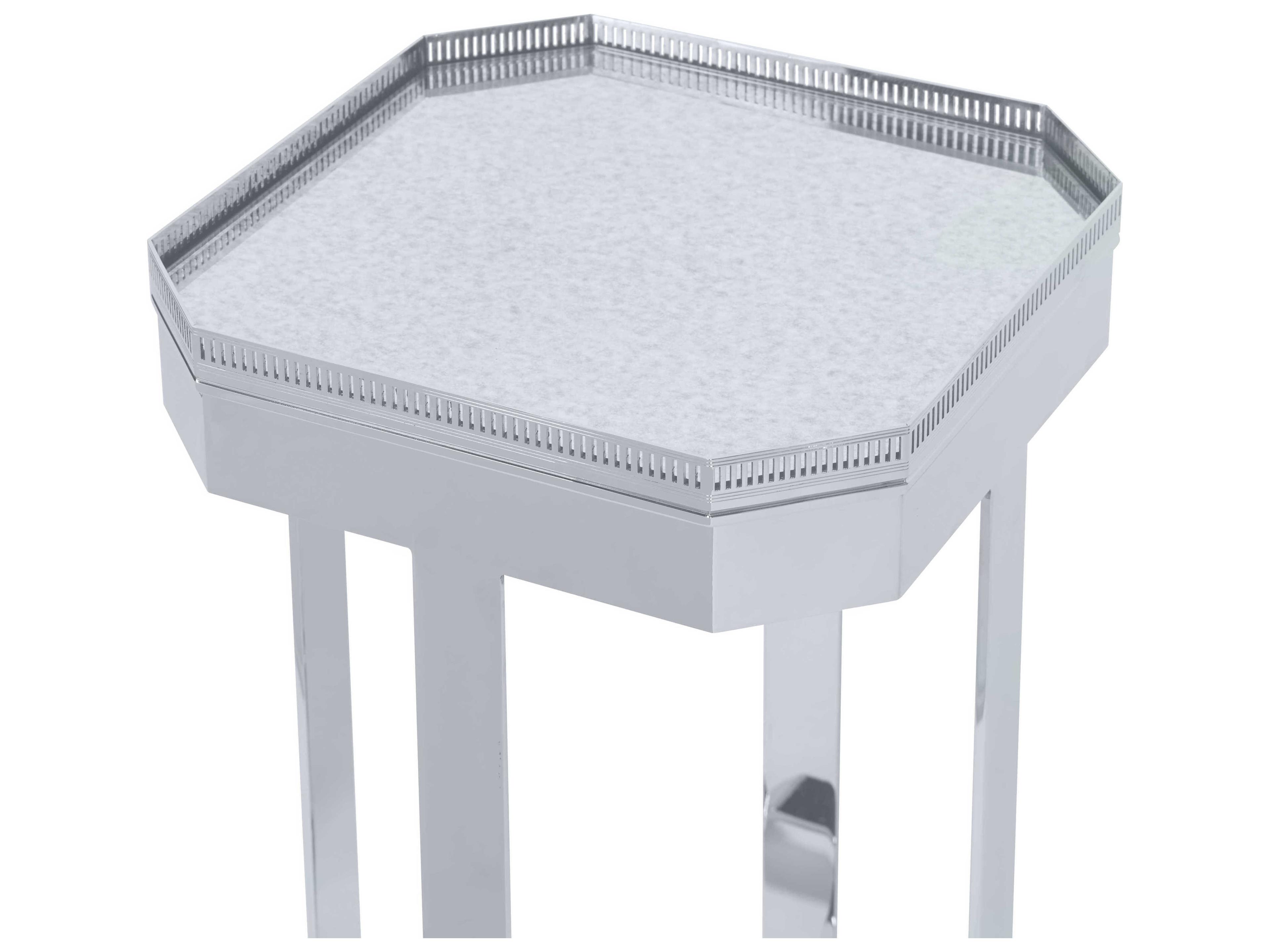Century Furniture Thomas Obrien Octagon Antique Mirror Polished Nickel End Table