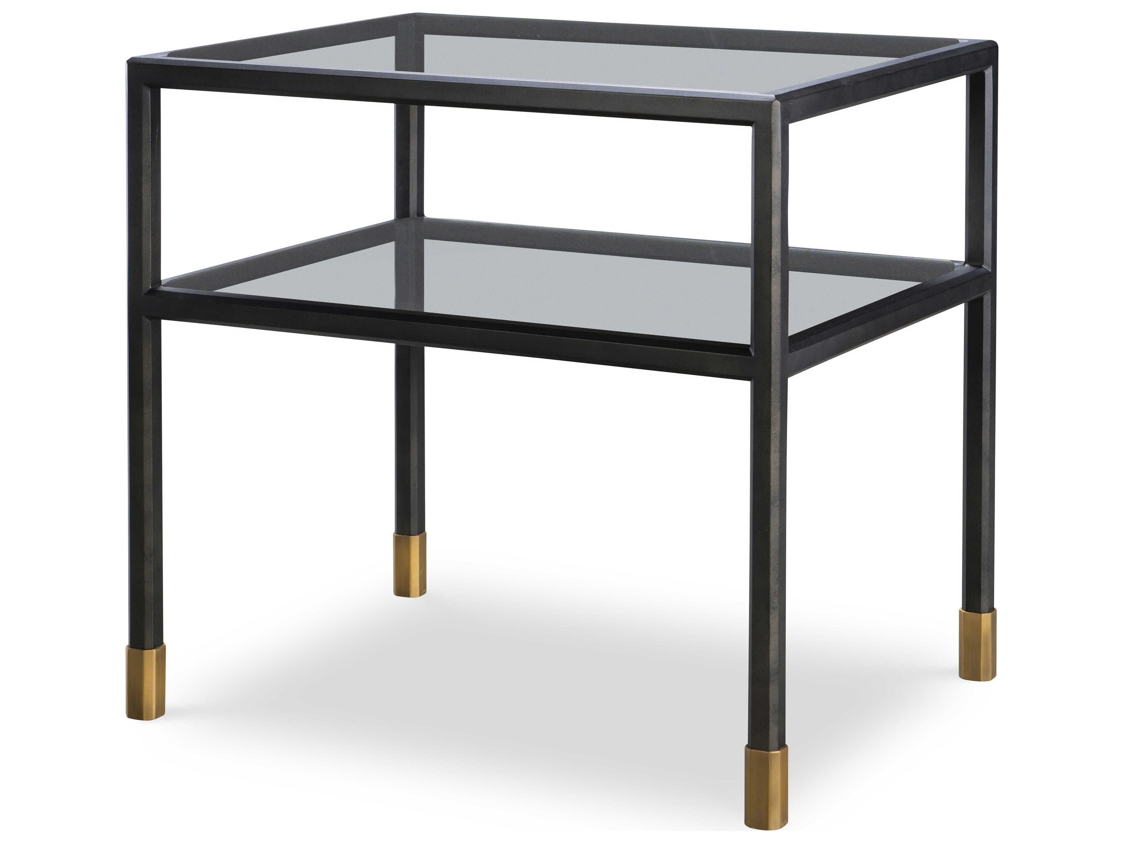 Thomas O'Brien Jennings Rectangular Glass Bronze End Table